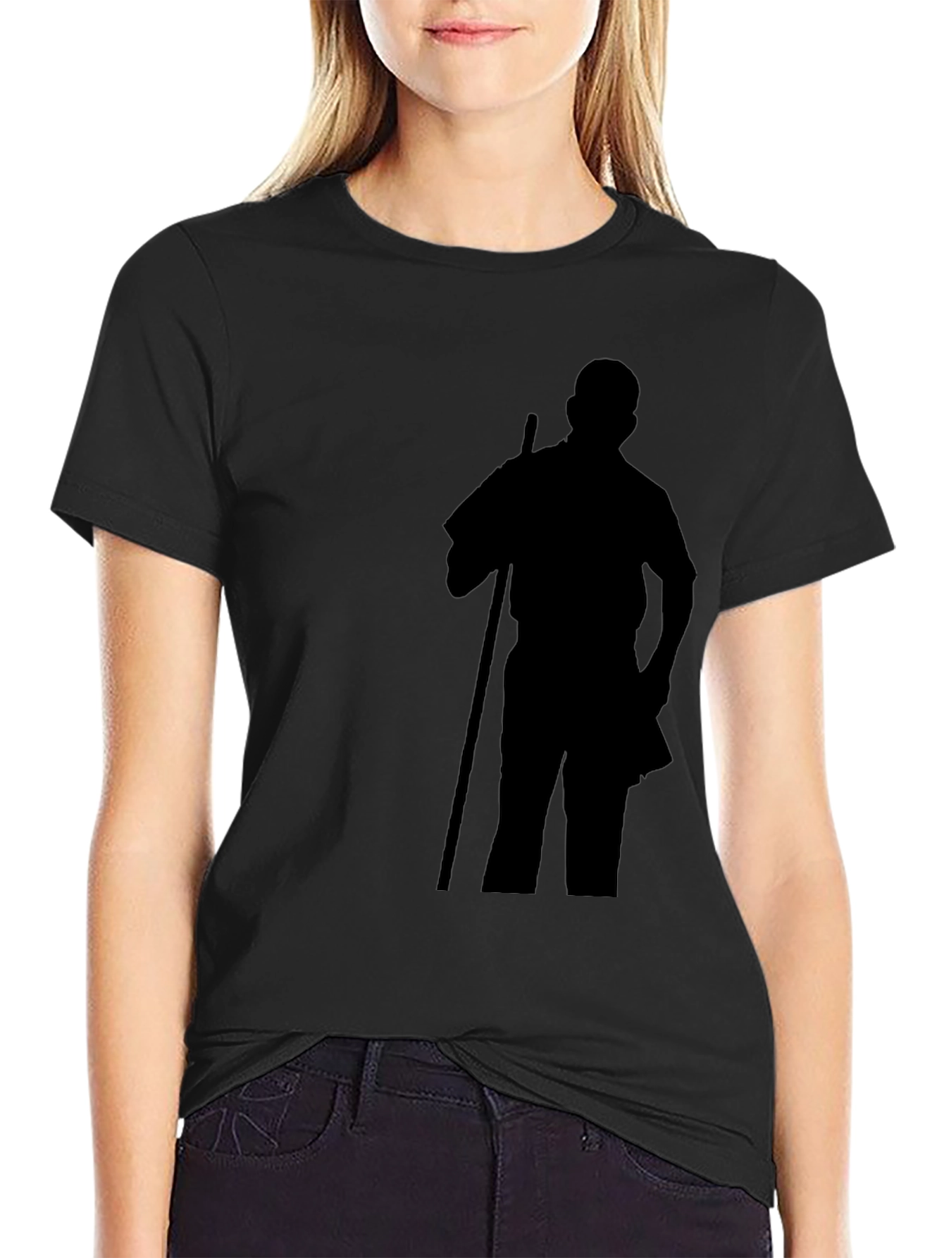 Black Silhouette Graphic Tee - Casual Black T-Shirt view 2