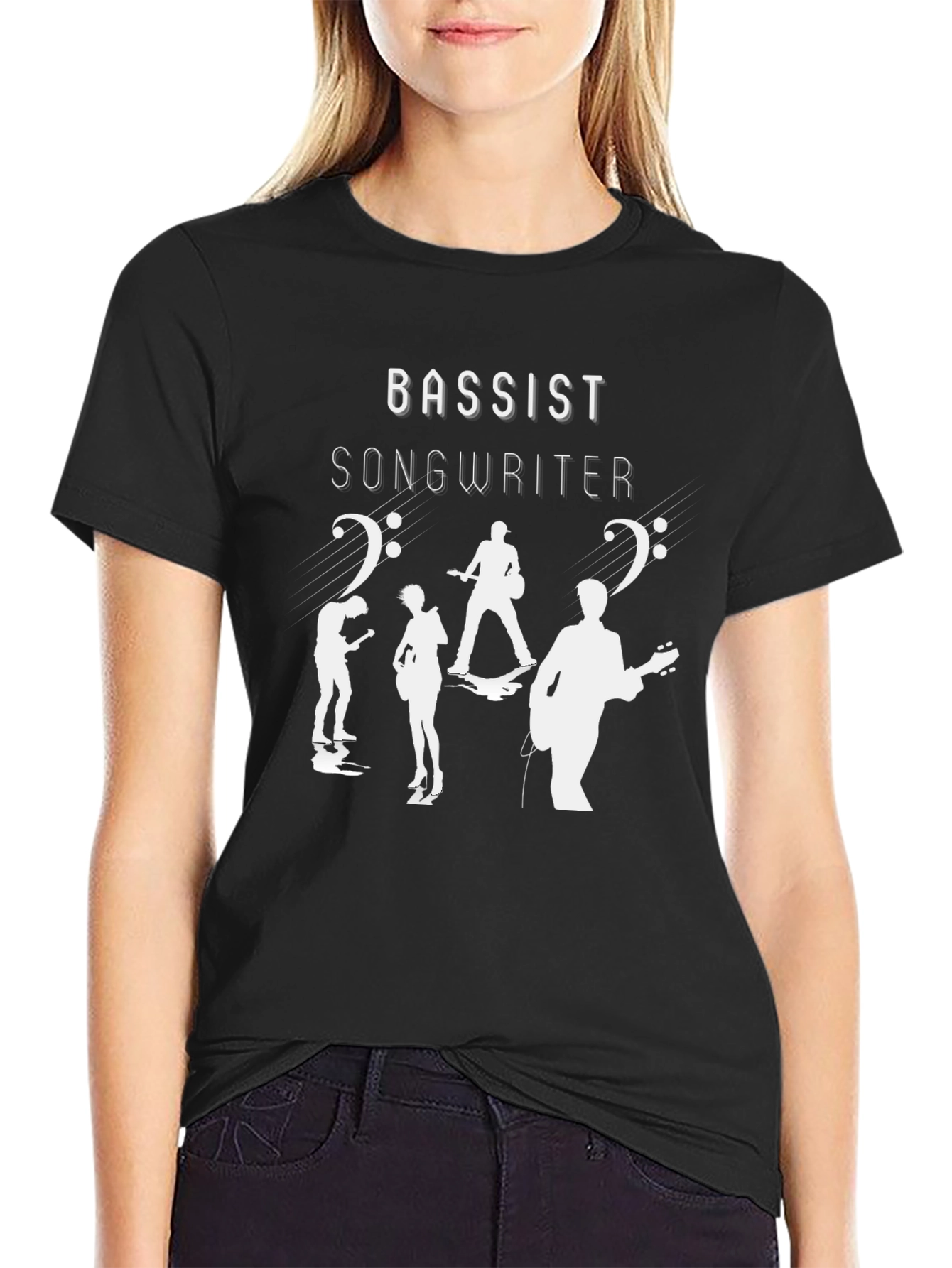 Black Bassist Songwriter Graphic T-Shirt - Black view 2