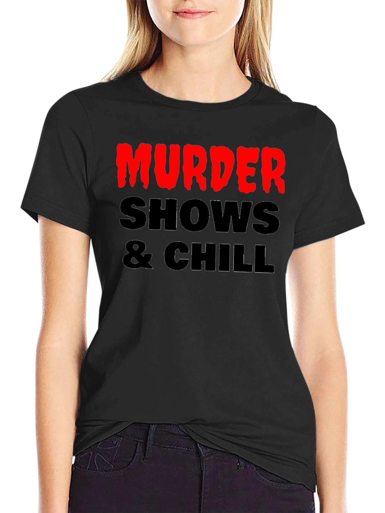 Black Murder Shows & Chill Graphic Tee view 2
