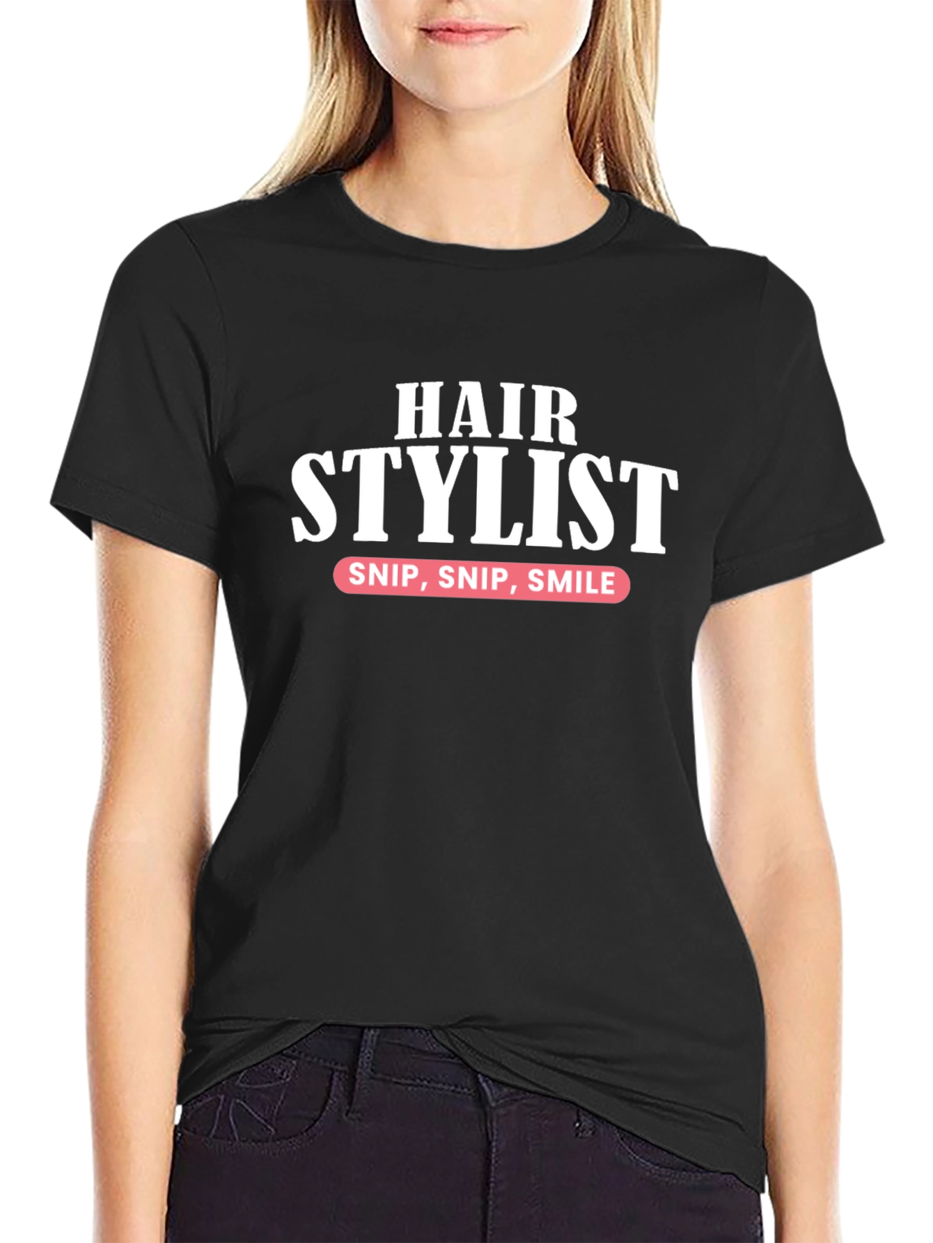 Black Hair Stylist Graphic Tee - Snip Snip Smile - Unisex view 2