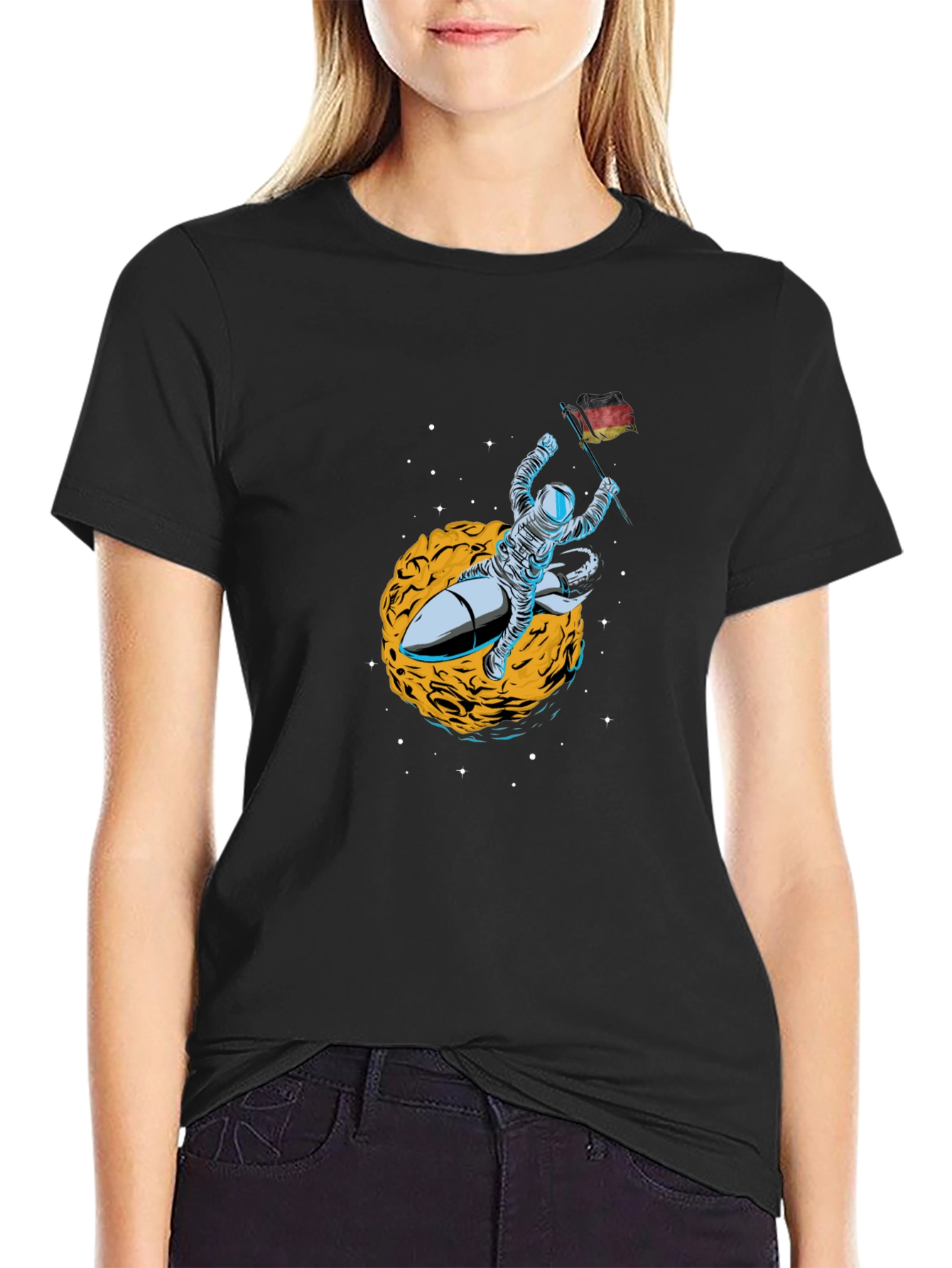 Black Astronaut Rocket Ride T-Shirt - Space Adventure Tee view 2