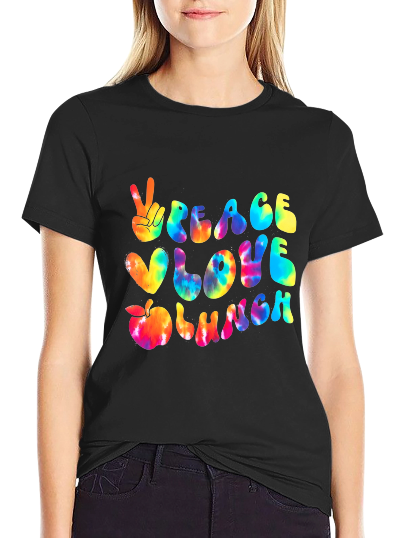 Black Peace Love Lunch T-Shirt view 2