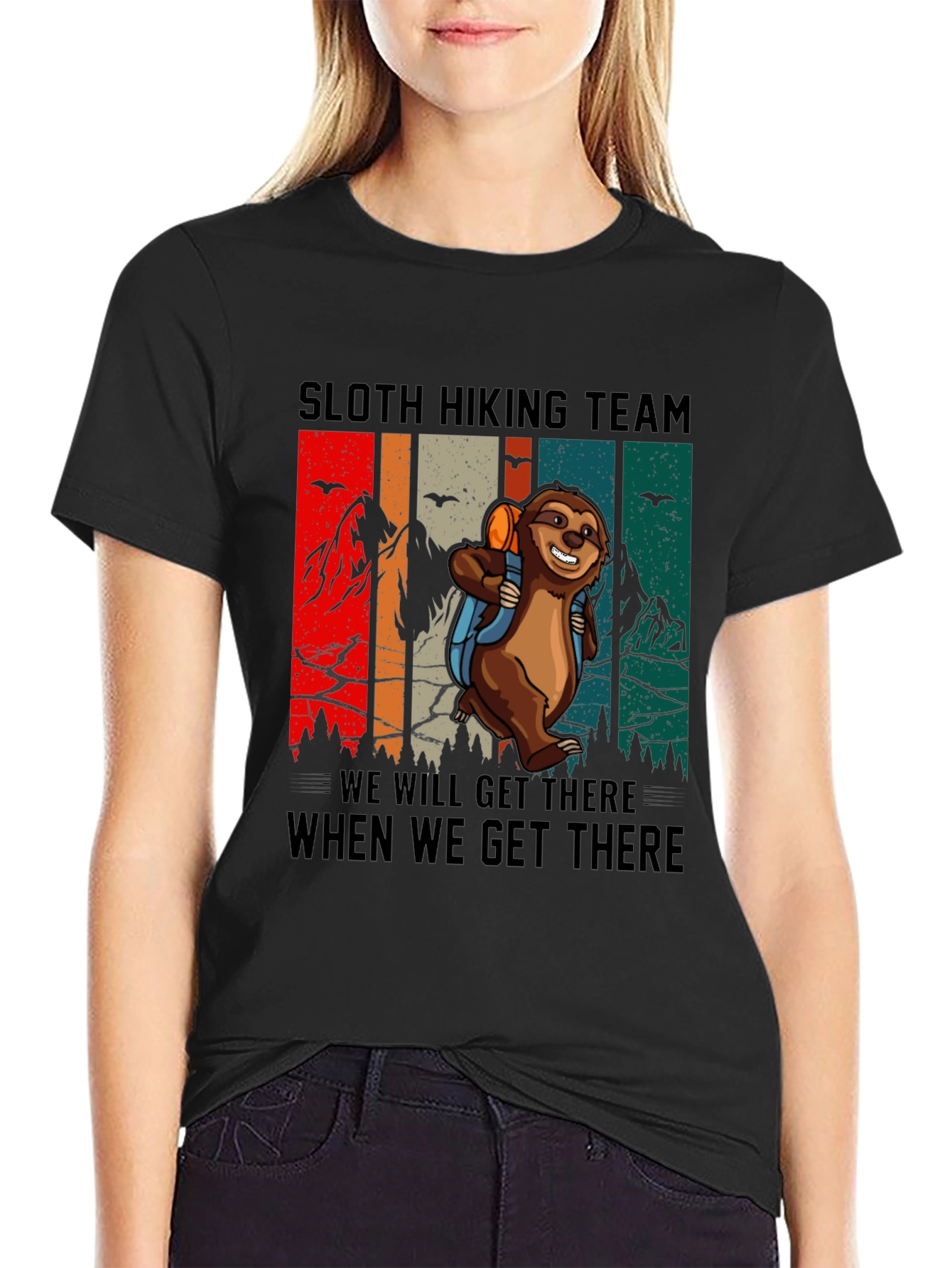 Black Sloth Hiking Team Graphic Tee view 2