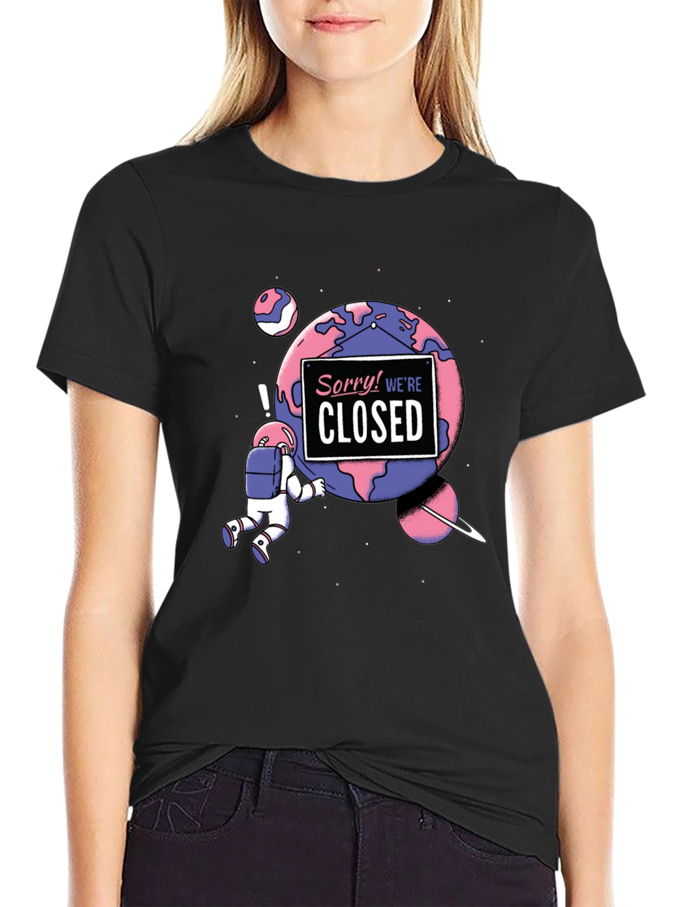 Black Sorry, We're Closed T-Shirt view 2