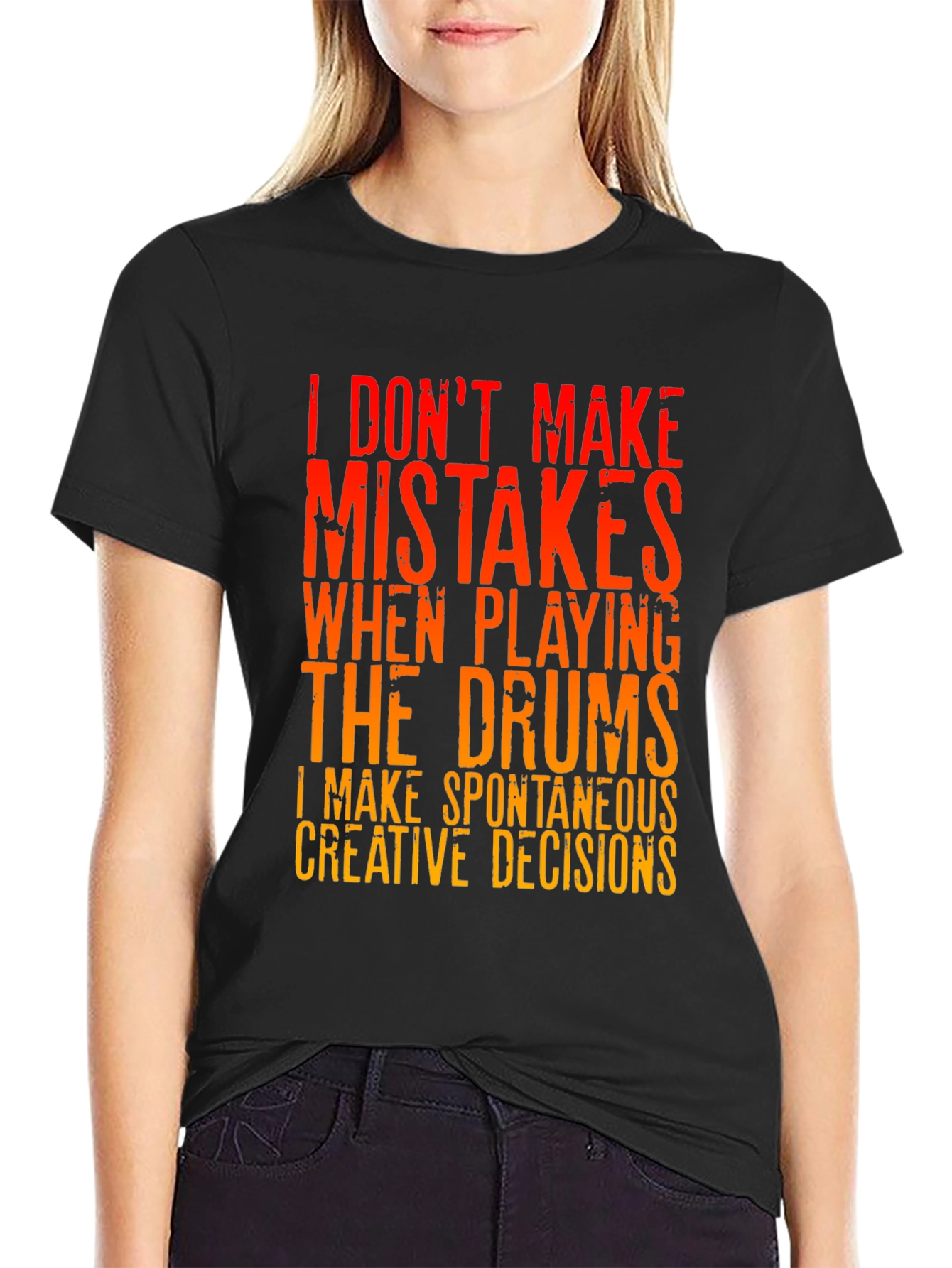 Black Drummer T-Shirt: I Don't Make Mistakes view 2