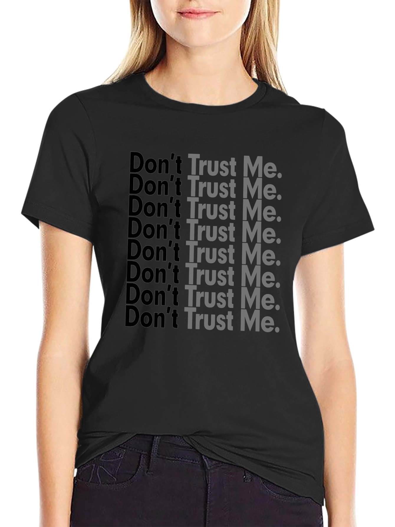 Black Don't Trust Me Graphic Print Black T-Shirt view 2
