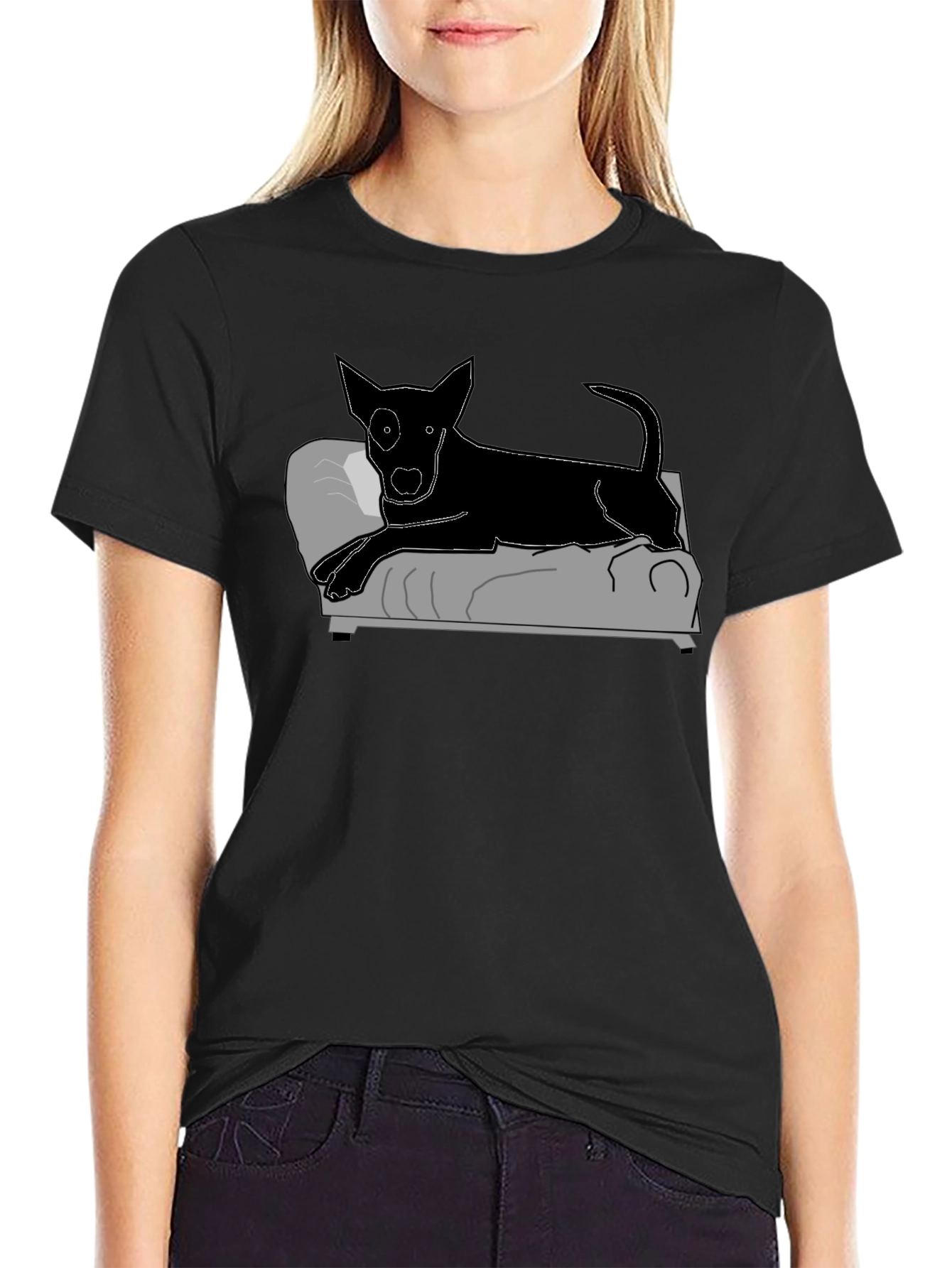 Black Dog on Couch Graphic Tee - Relaxed Style view 2