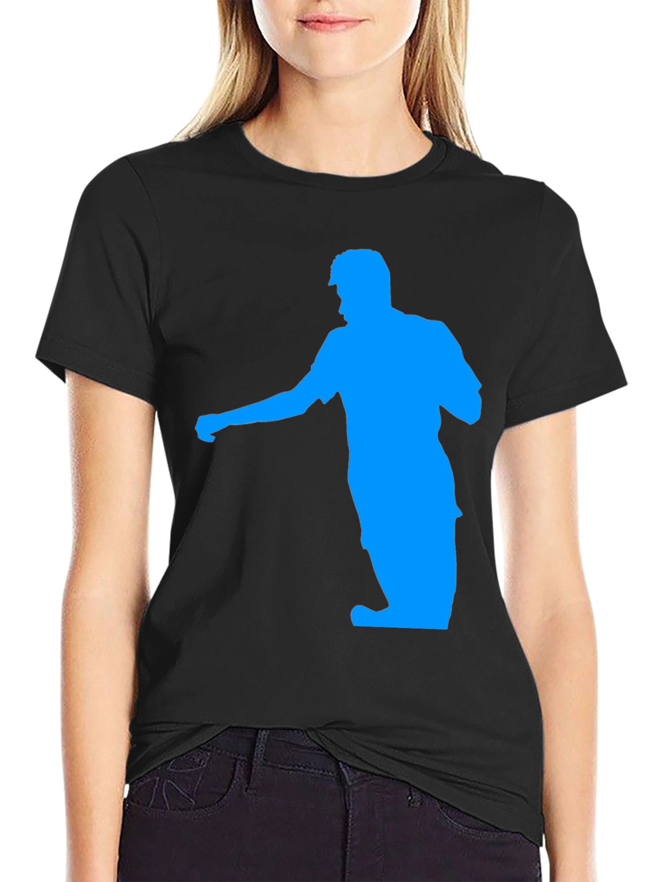Black Cool Graphic Tee - Blue Silhouette on Black T-Shirt view 2