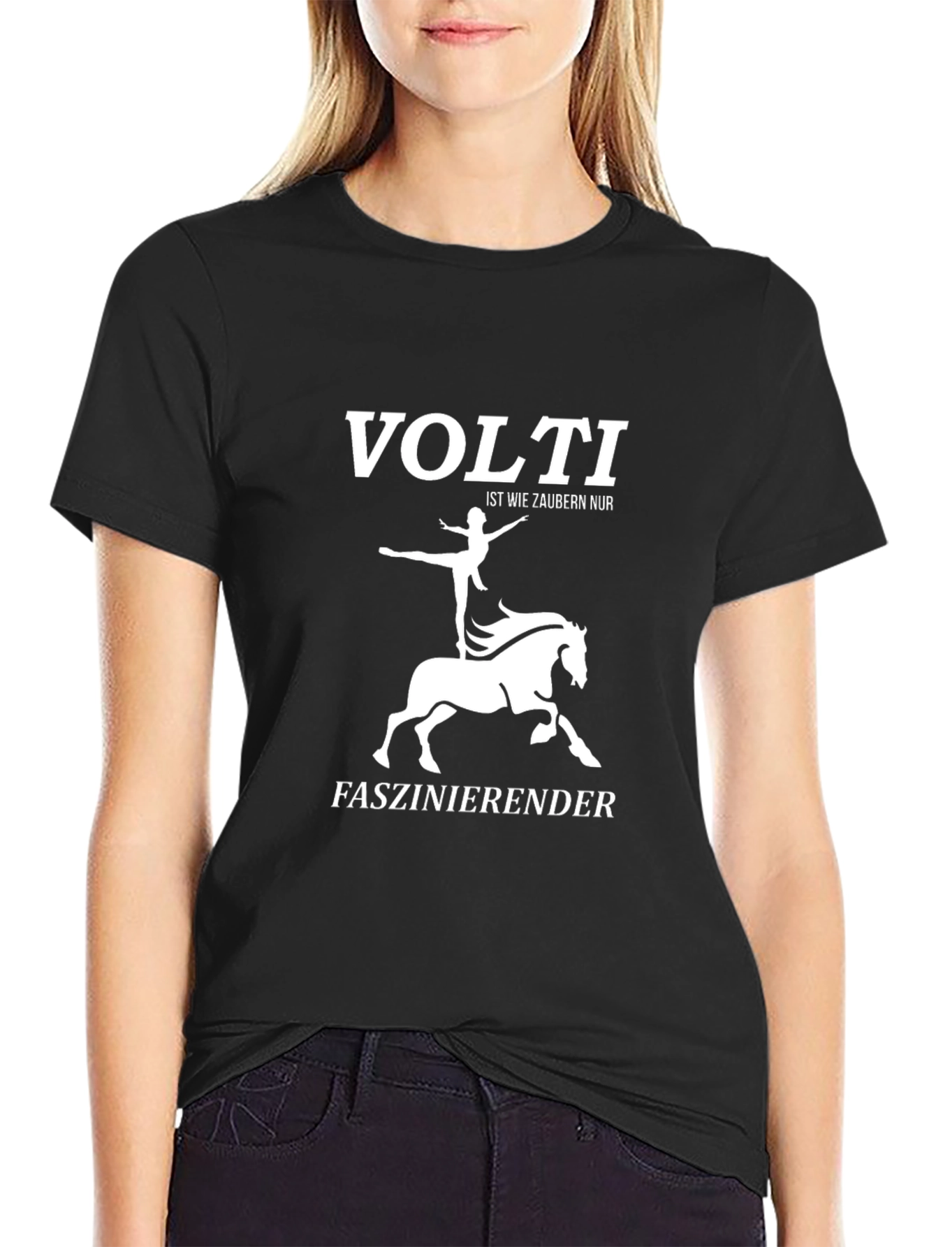 Black Volti Equestrian T-Shirt - Vaulting Horse Rider Tee view 2