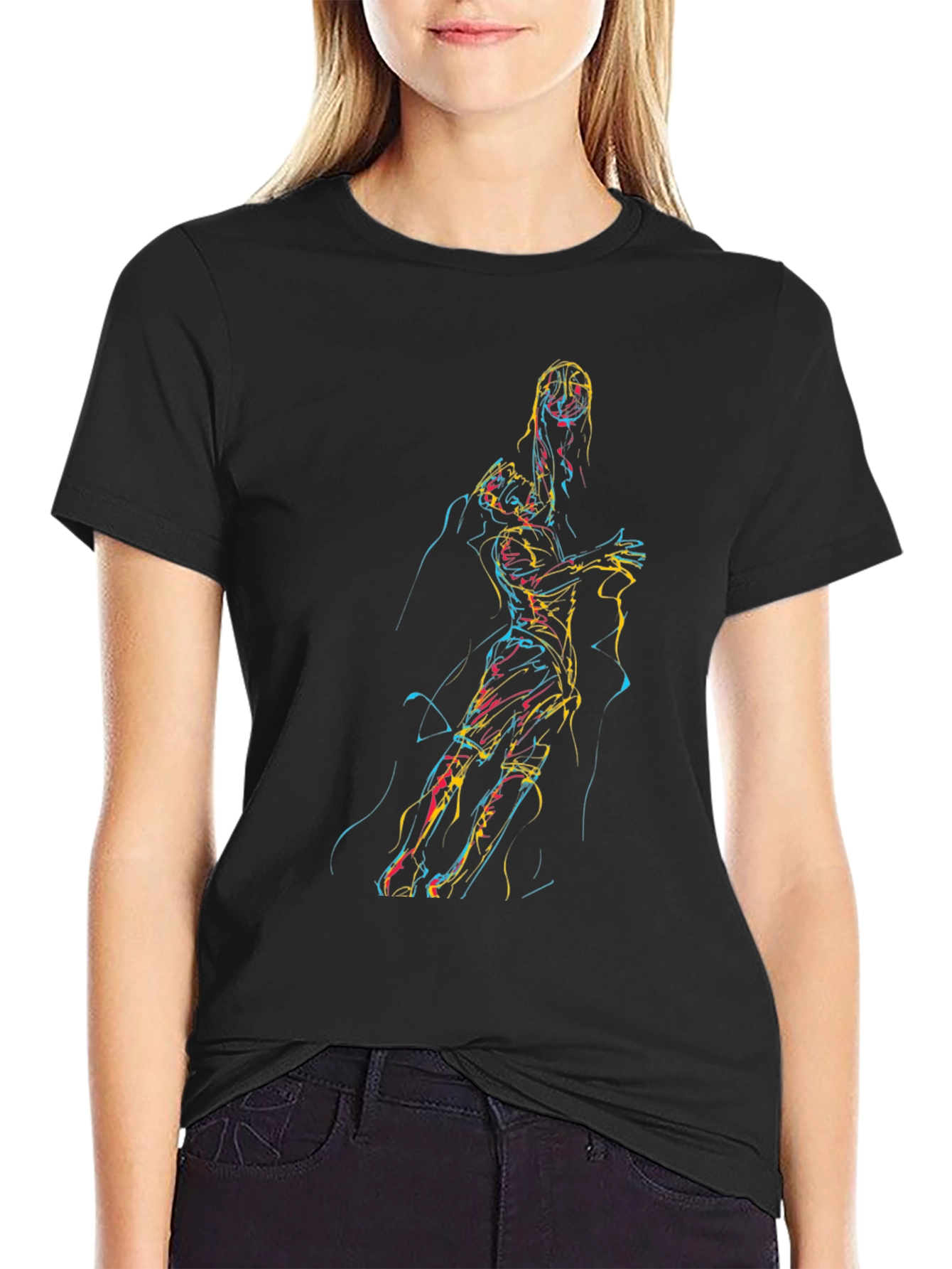 Abstract Line Art Graphic T-Shirt - 2