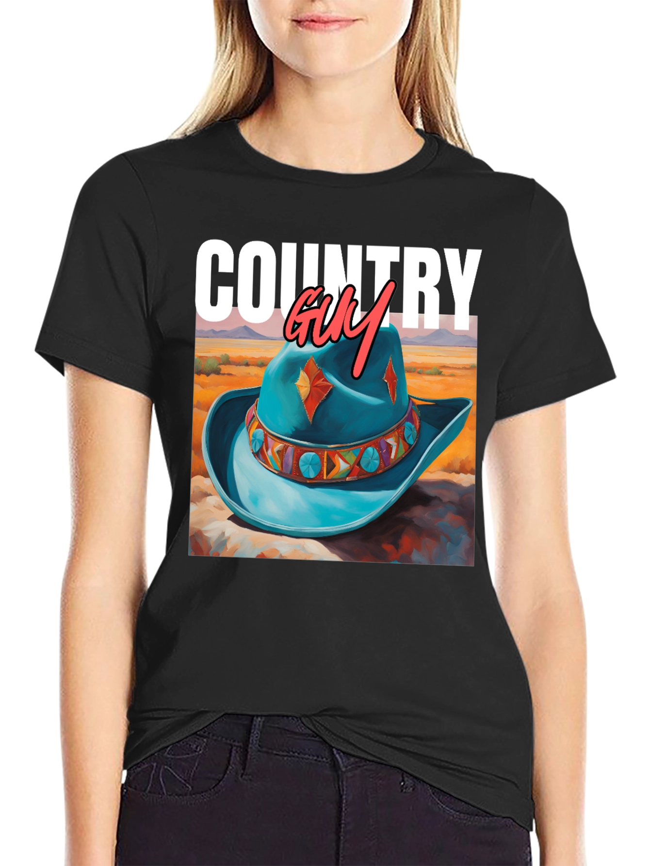 Country Guy Graphic Tee - Western Cowboy Hat Design - 2