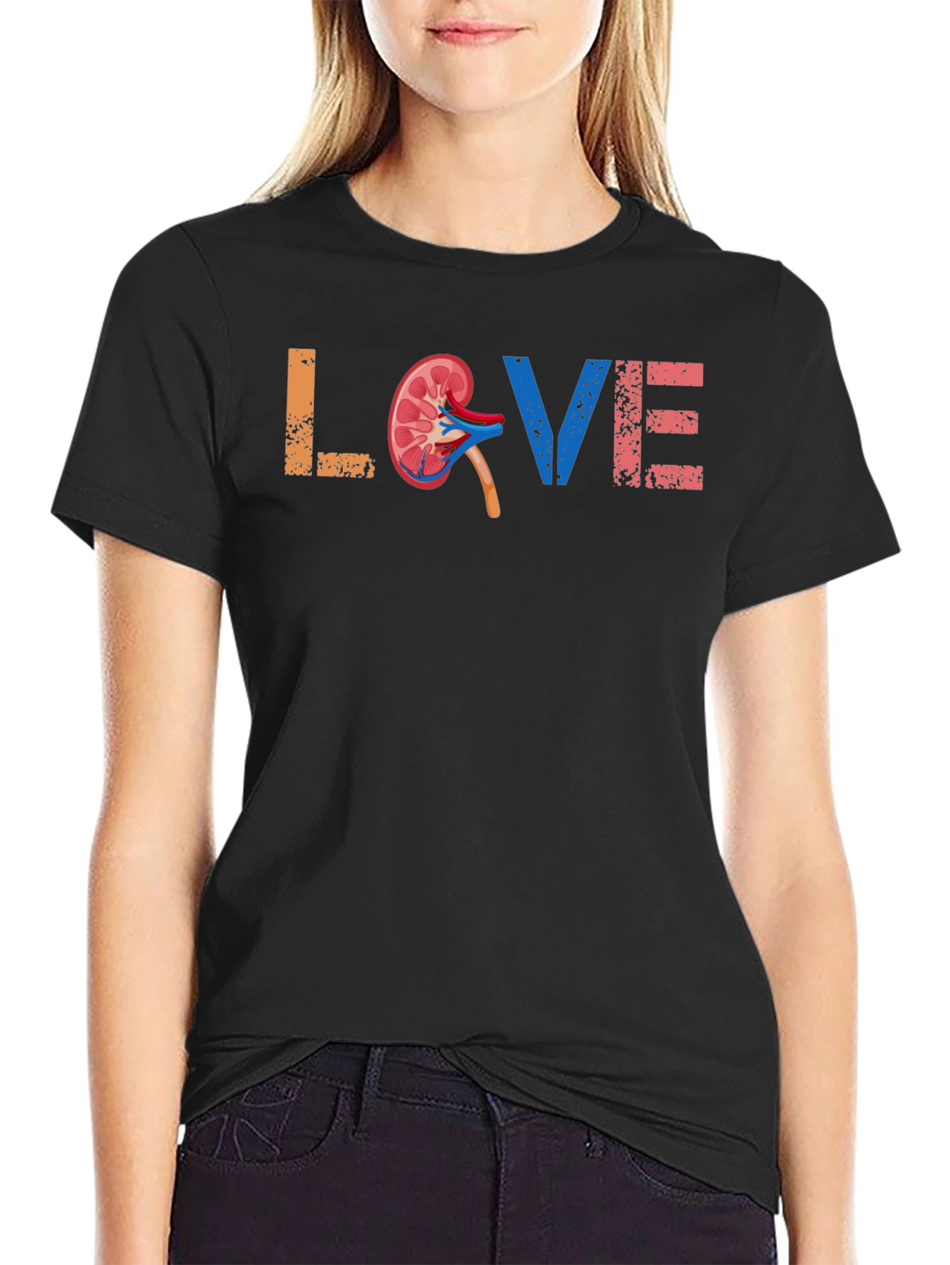 Black Love Kidney T-Shirt - Organ Donor Awareness Tee view 2