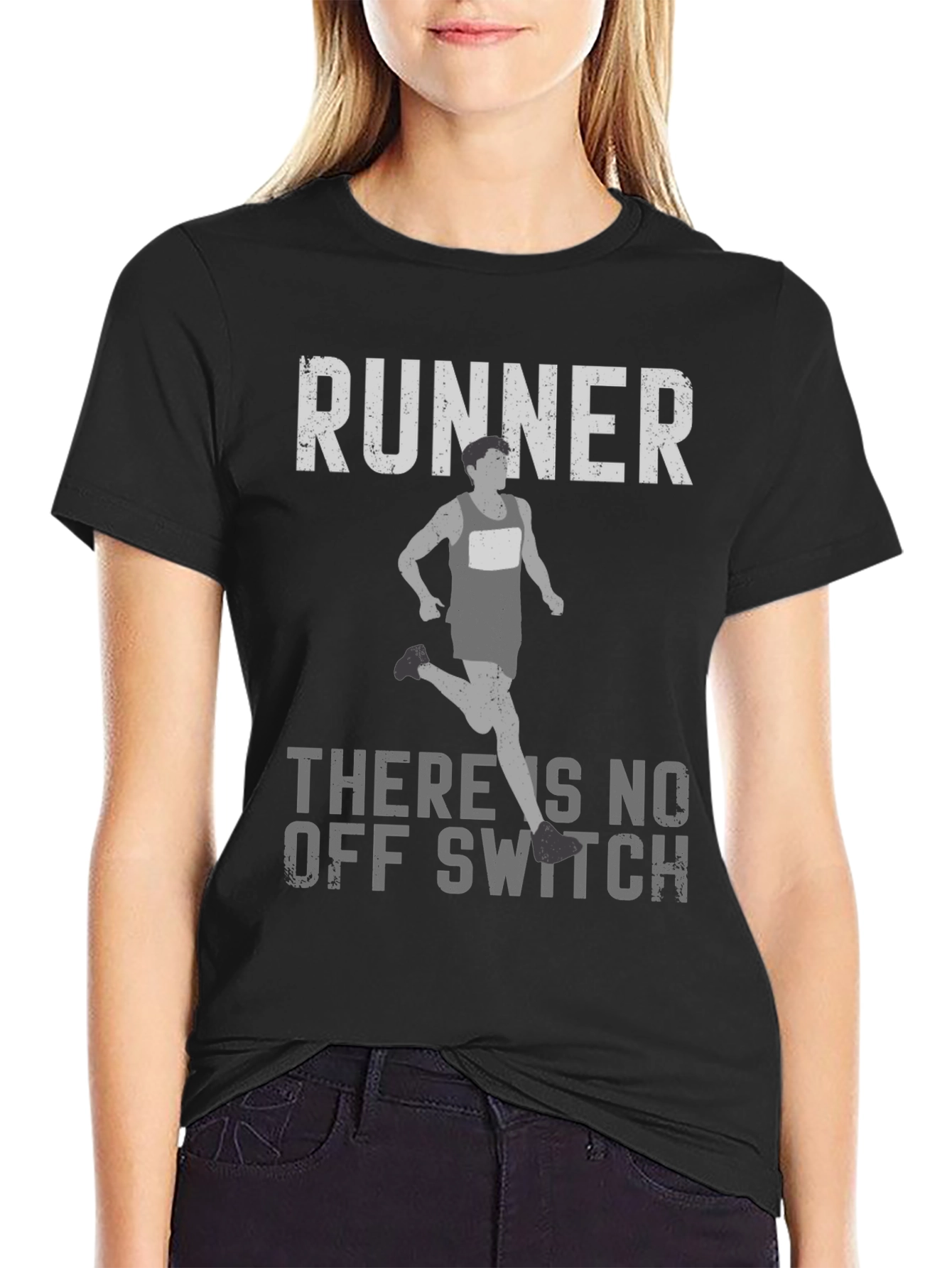 Black Runner 'No Off Switch' Graphic T-Shirt view 2