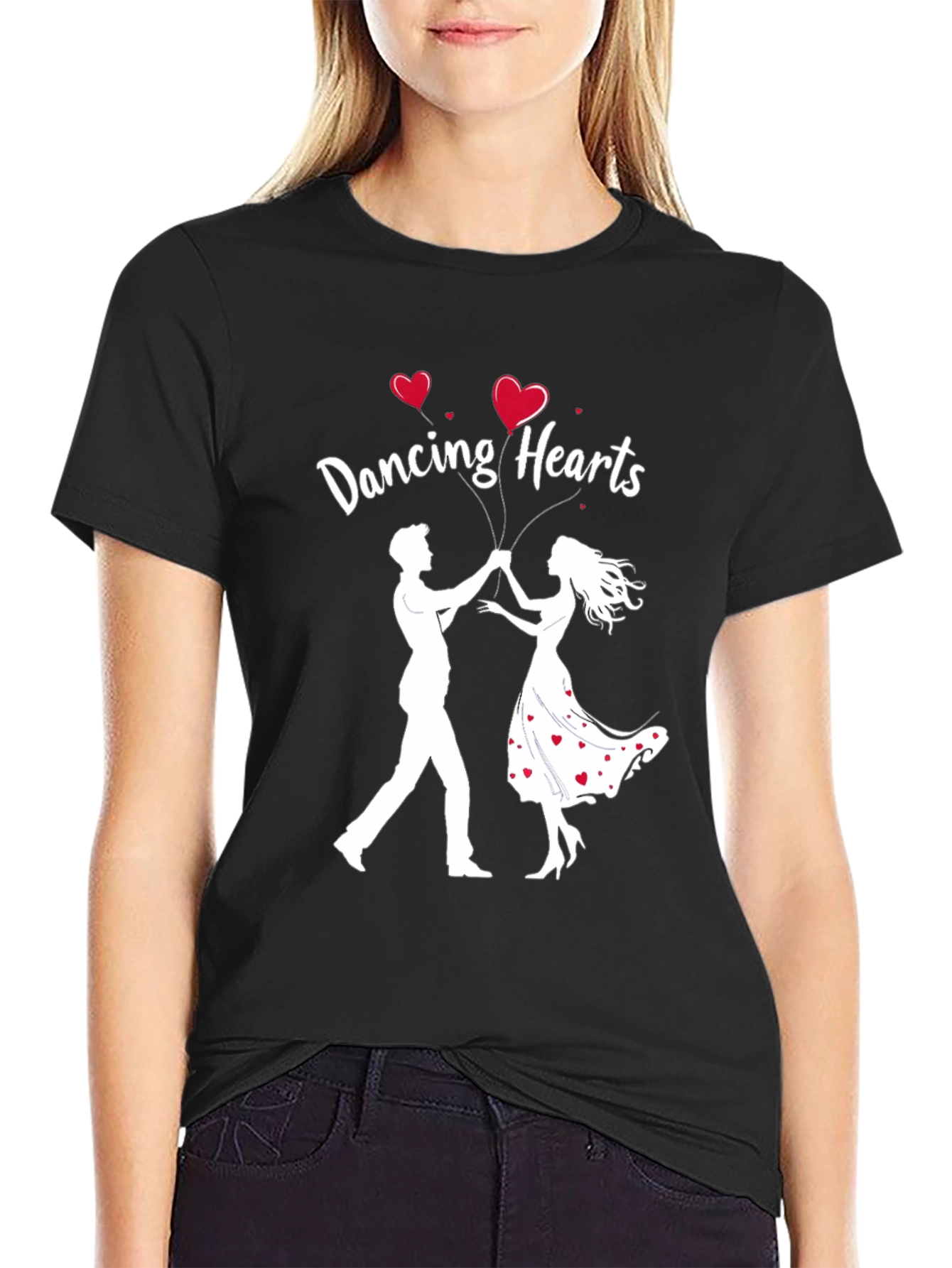 Black Dancing Hearts Graphic Black T-Shirt view 2