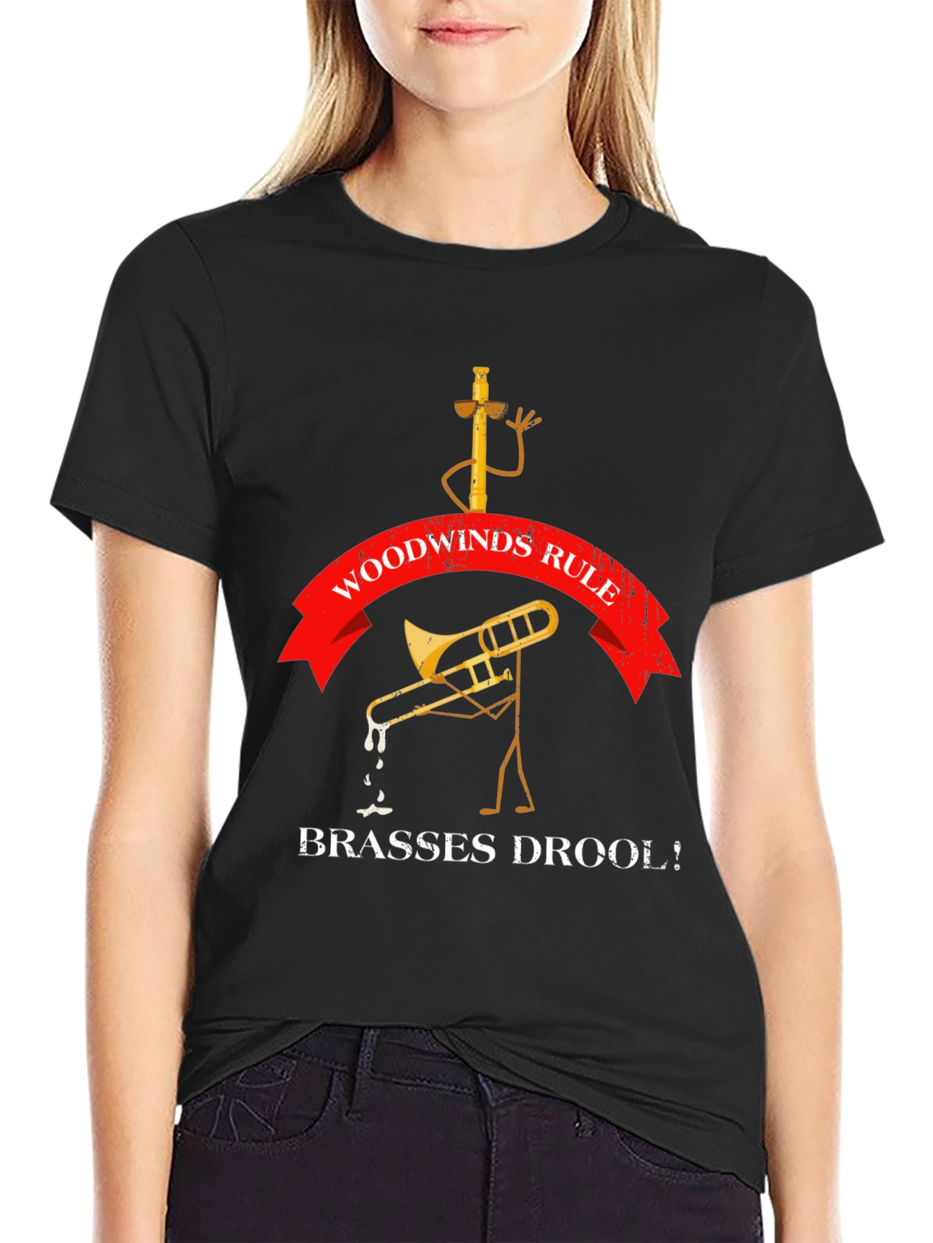 Black Woodwinds Rule Funny Band T-Shirt view 2