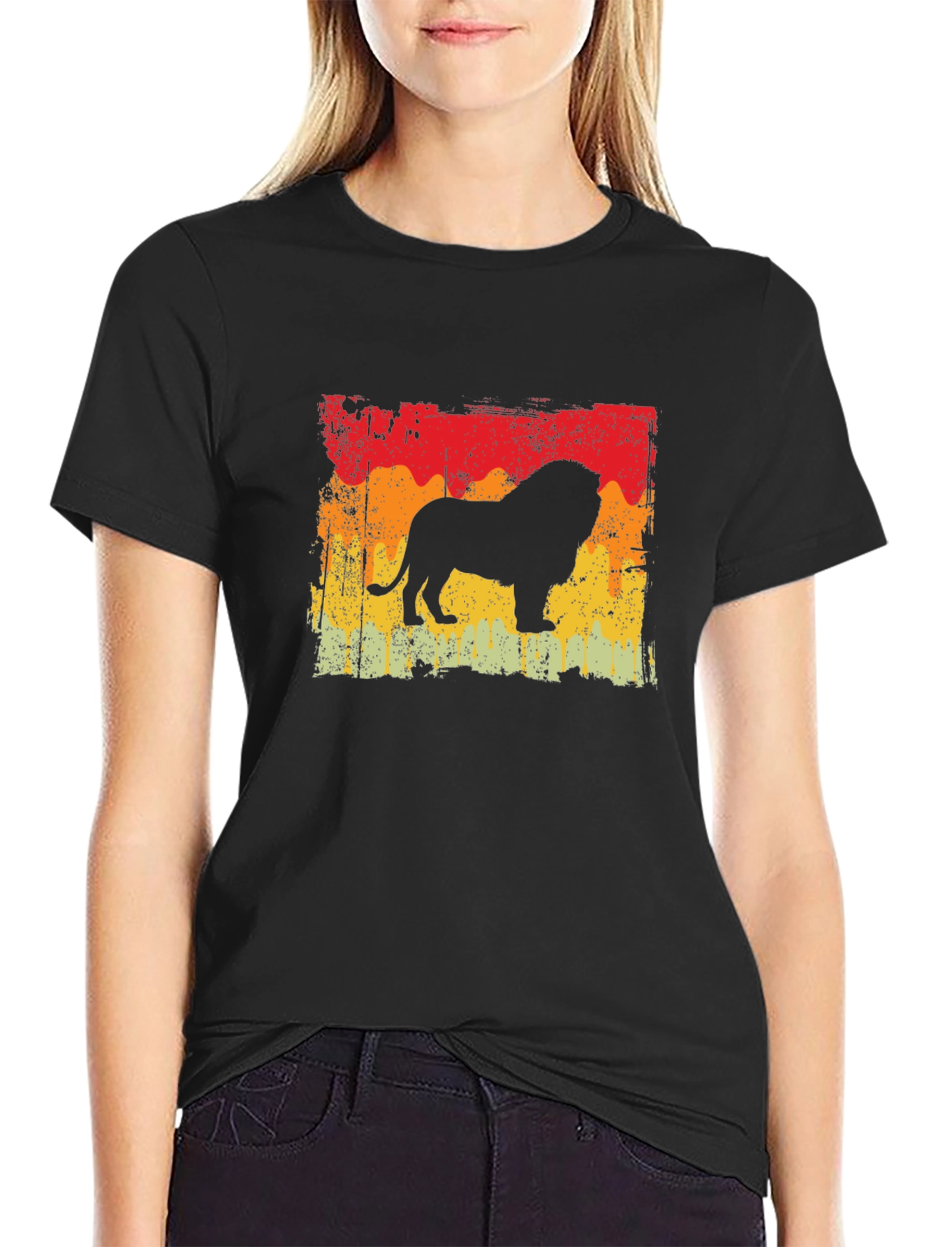 Black Lion Silhouette Graphic Tee - Black Cotton Blend view 2