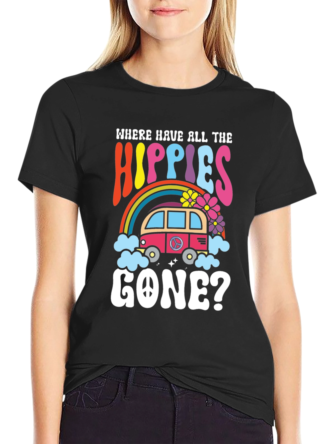 Black Where Have All The Hippies Gone Black T-Shirt view 2