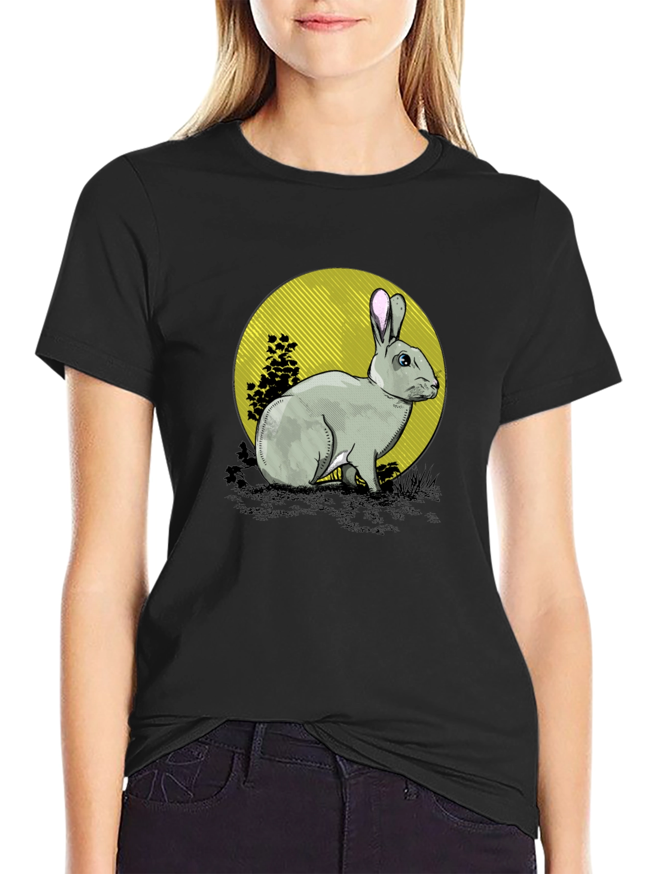 Black Rabbit Graphic Black T-Shirt view 2