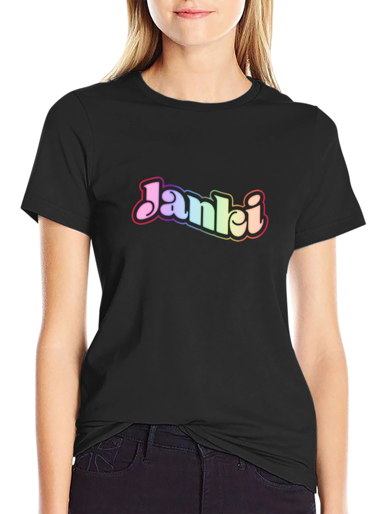 Black Janki Rainbow Logo Graphic T-Shirt view 2