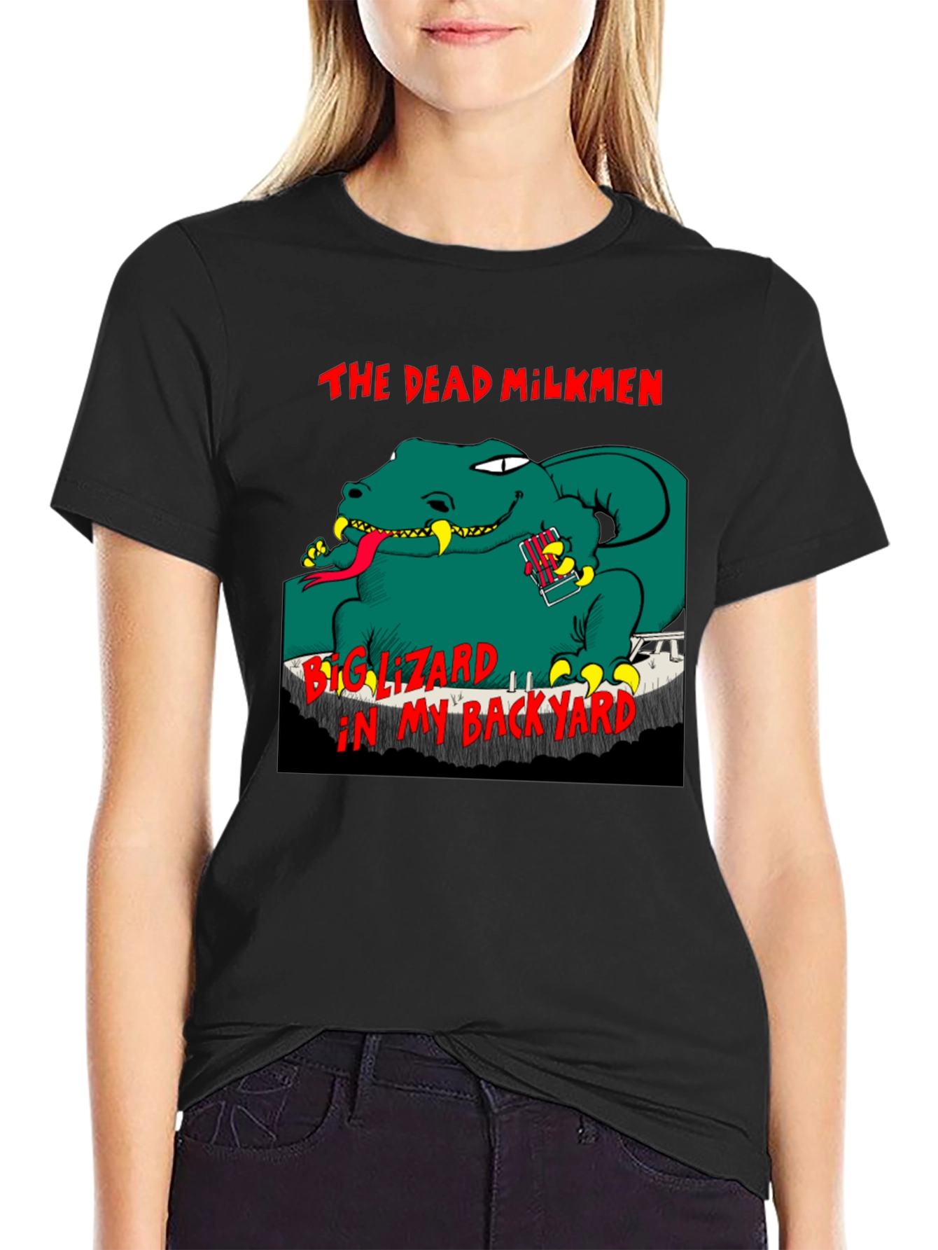 Black The Dead Milkmen Big Lizard T-Shirt view 2