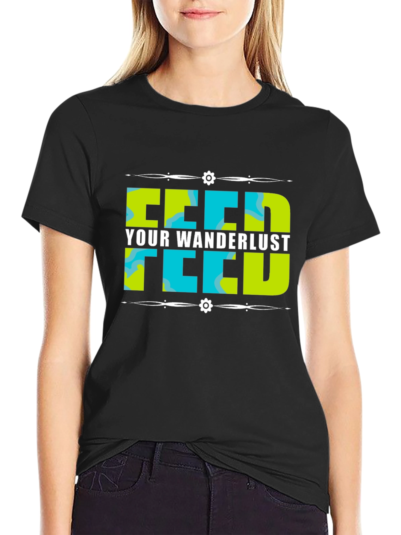Black Feed Your Wanderlust Graphic Tee view 2