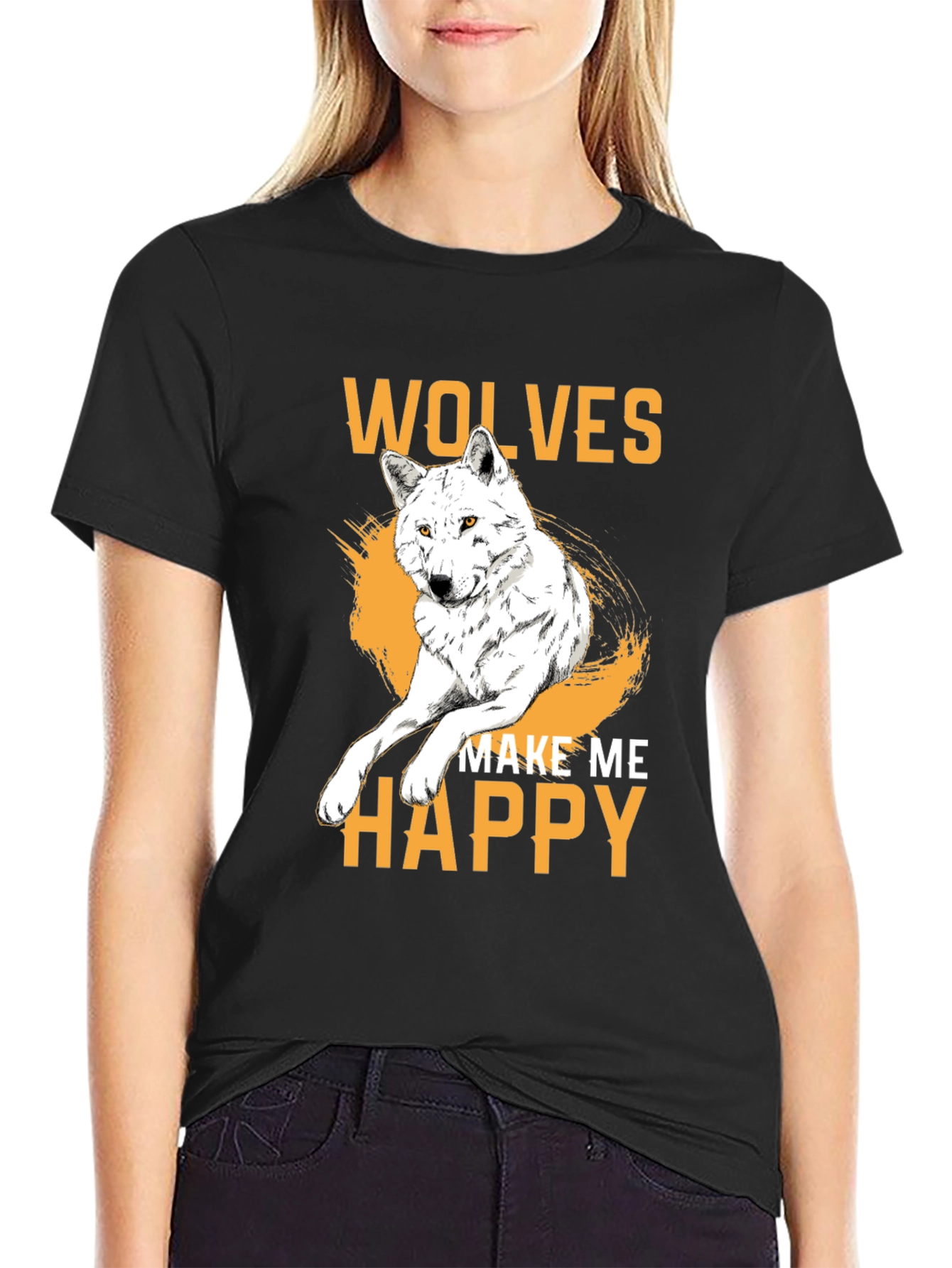 Black Wolves Make Me Happy Graphic Tee view 2