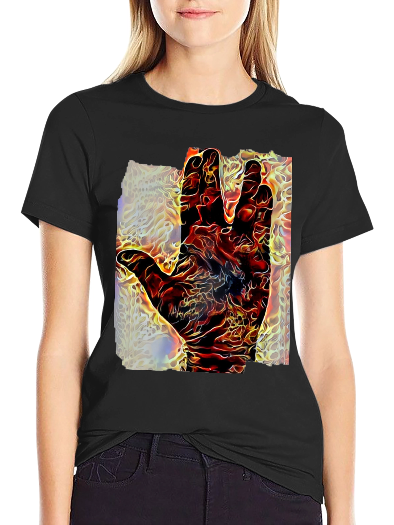 Black Live Long and Prosper Graphic Tee - Black Cotton Blend view 2