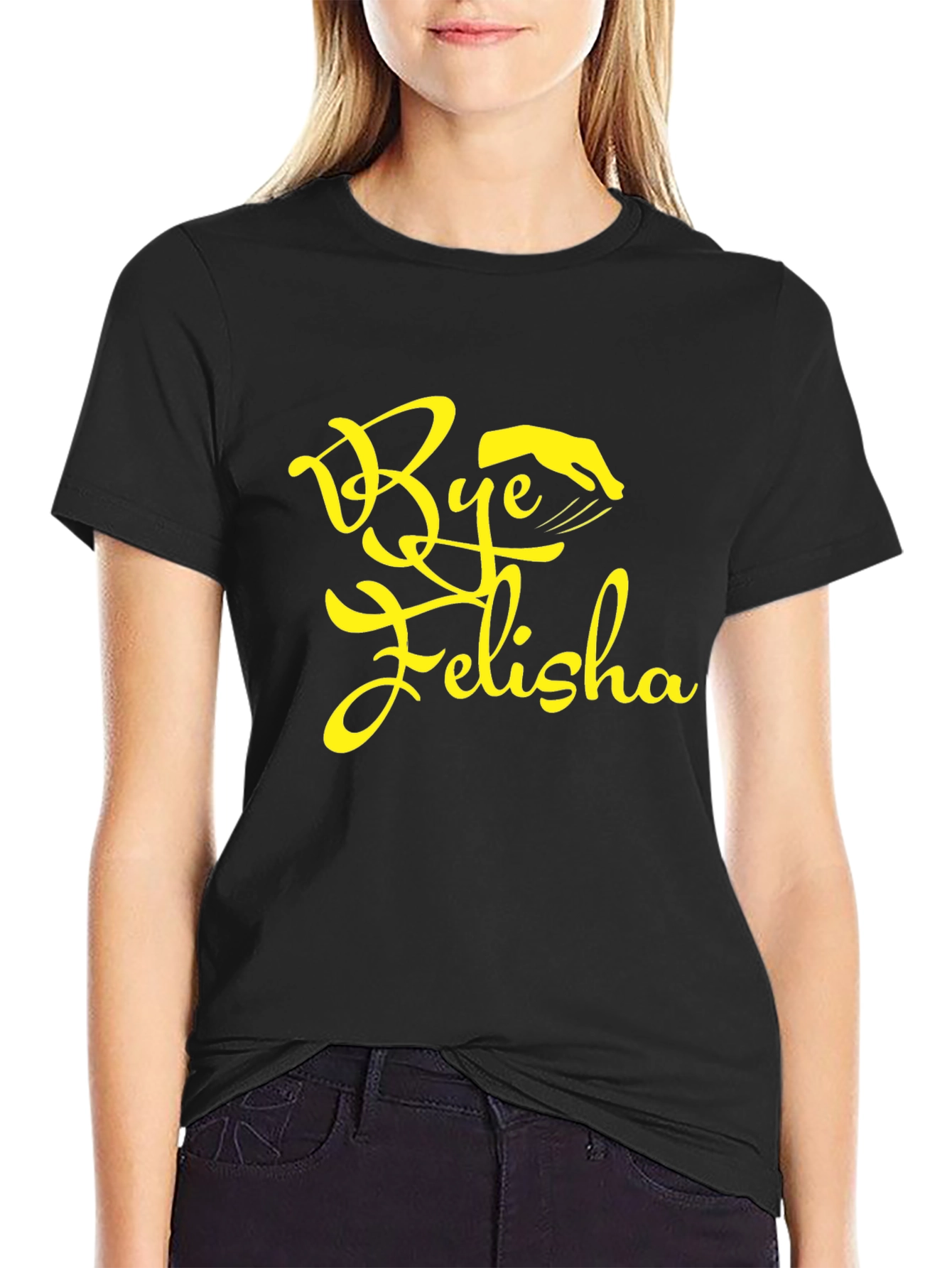 Black Bye Felisha Graphic Tee - Trendy Slogan T-Shirt view 2