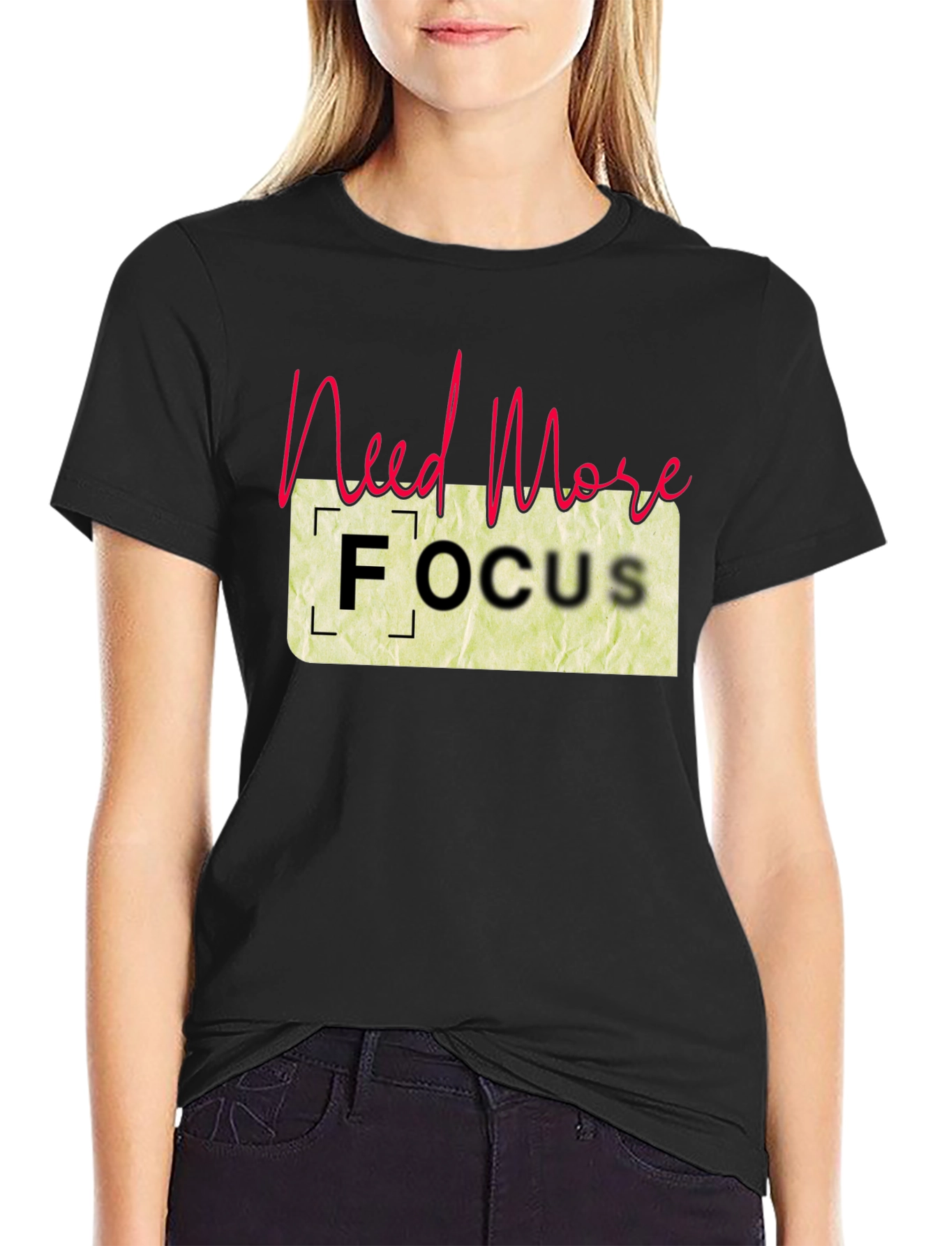 Black Need More Focus Black T-Shirt view 2