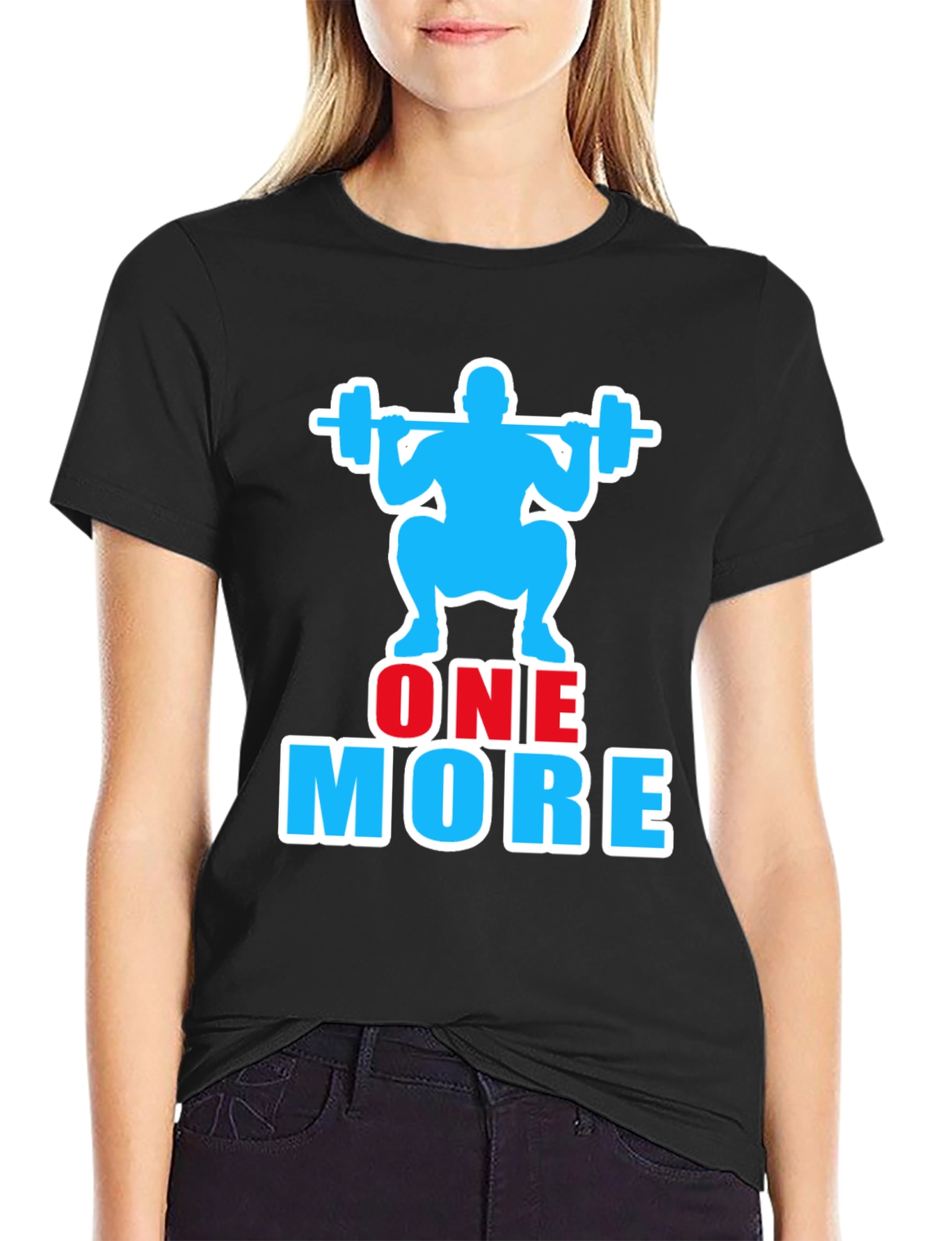 Black One More Rep Gym Workout Graphic T-Shirt view 2