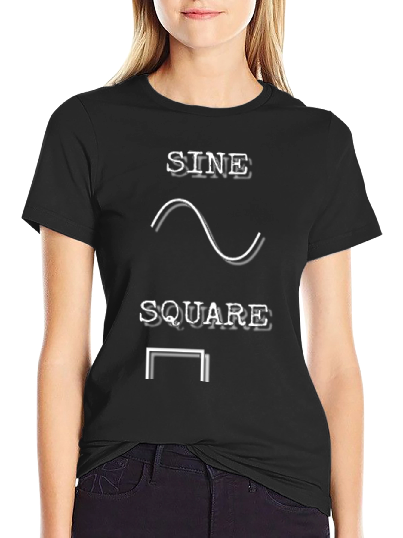 Black Sine Square Waveform Graphic Tee - Black view 2