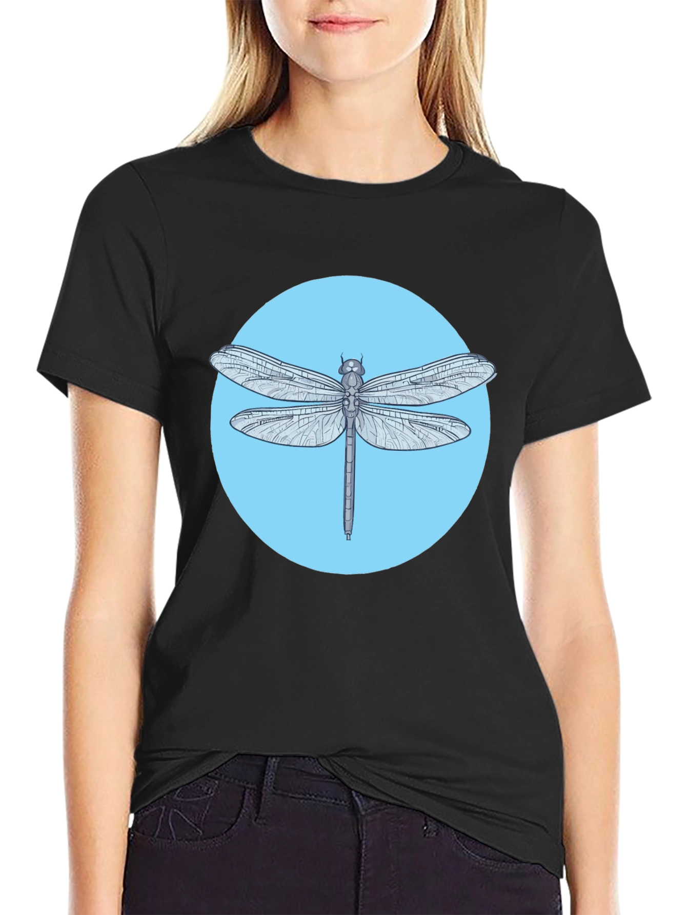 Black Dragonfly Graphic Tee - Black Cotton Blend view 2