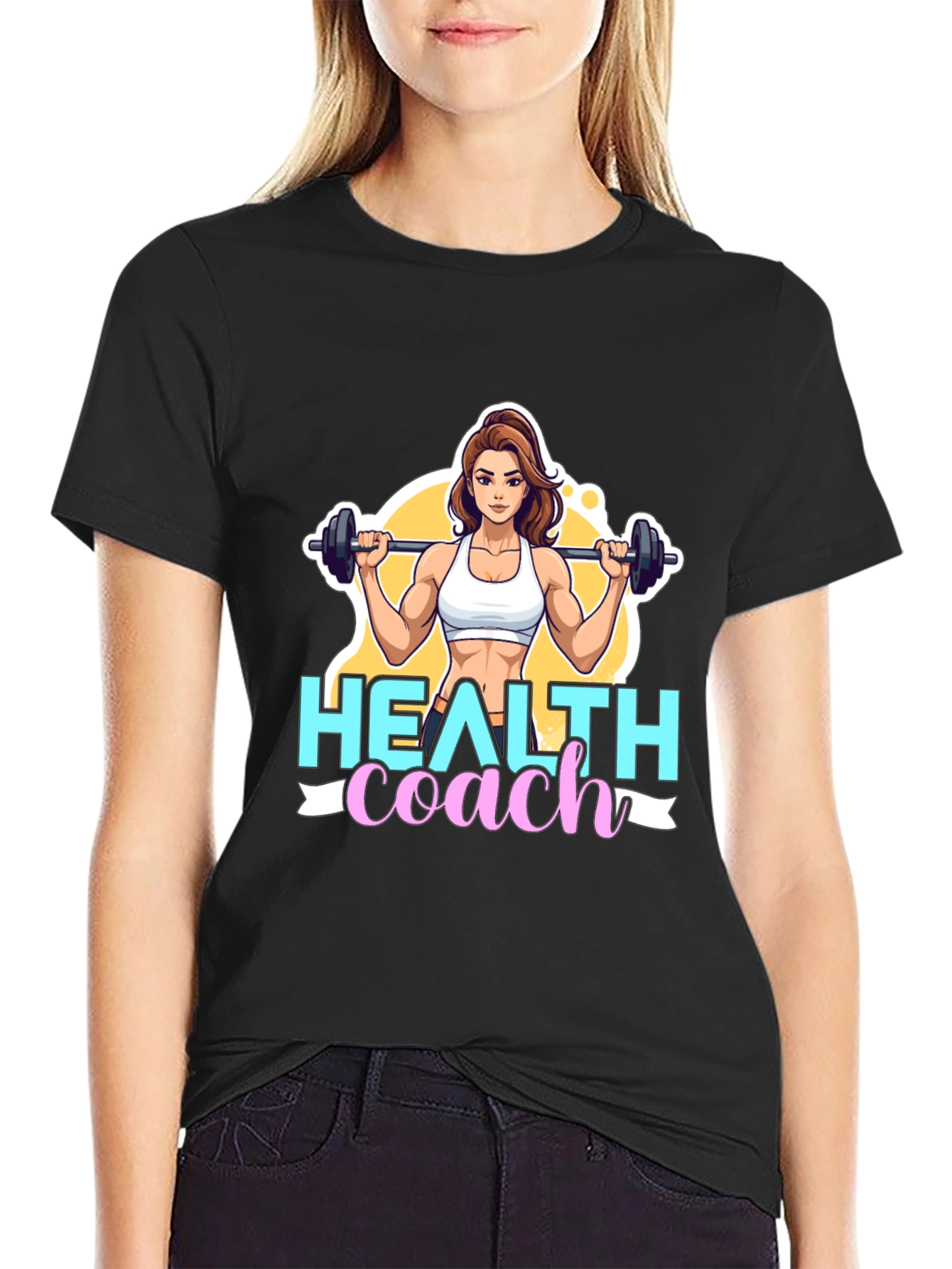 Black Health Coach Graphic Tee - Fitness Motivation view 2