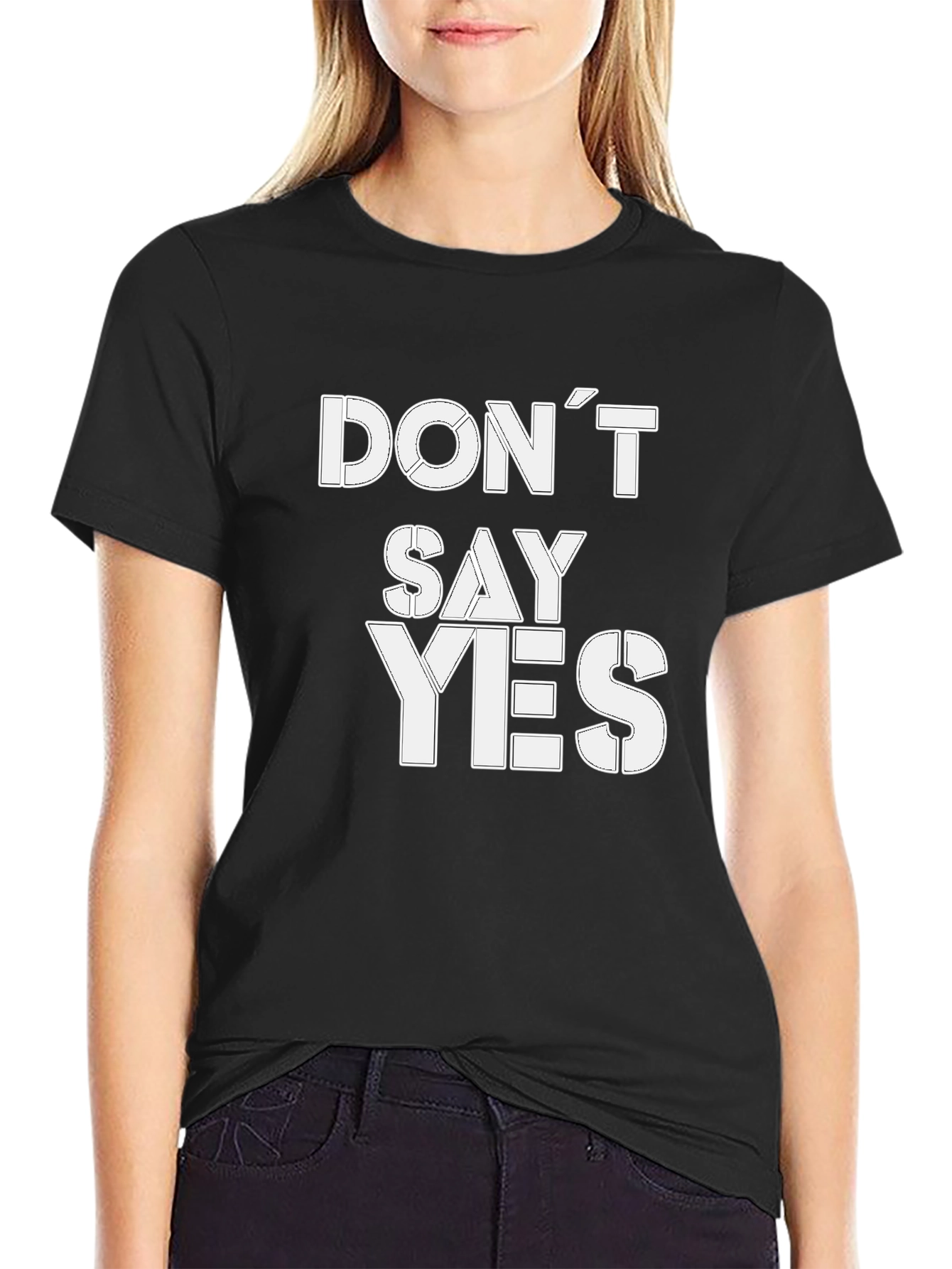 Black Don't Say Yes Graphic Tee - Bold Statement T-Shirt view 2
