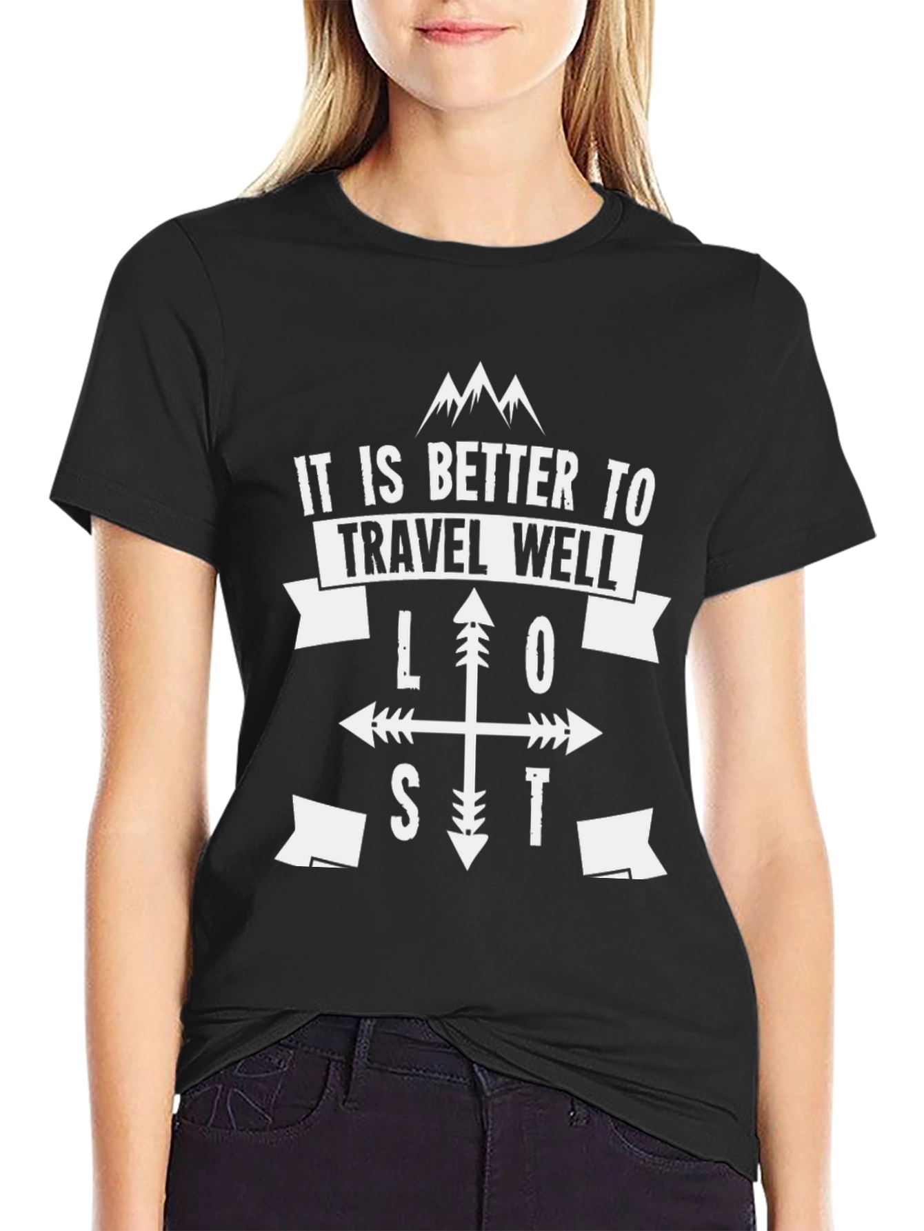 Black Travel Well Lost T-Shirt - Adventure Tee view 2