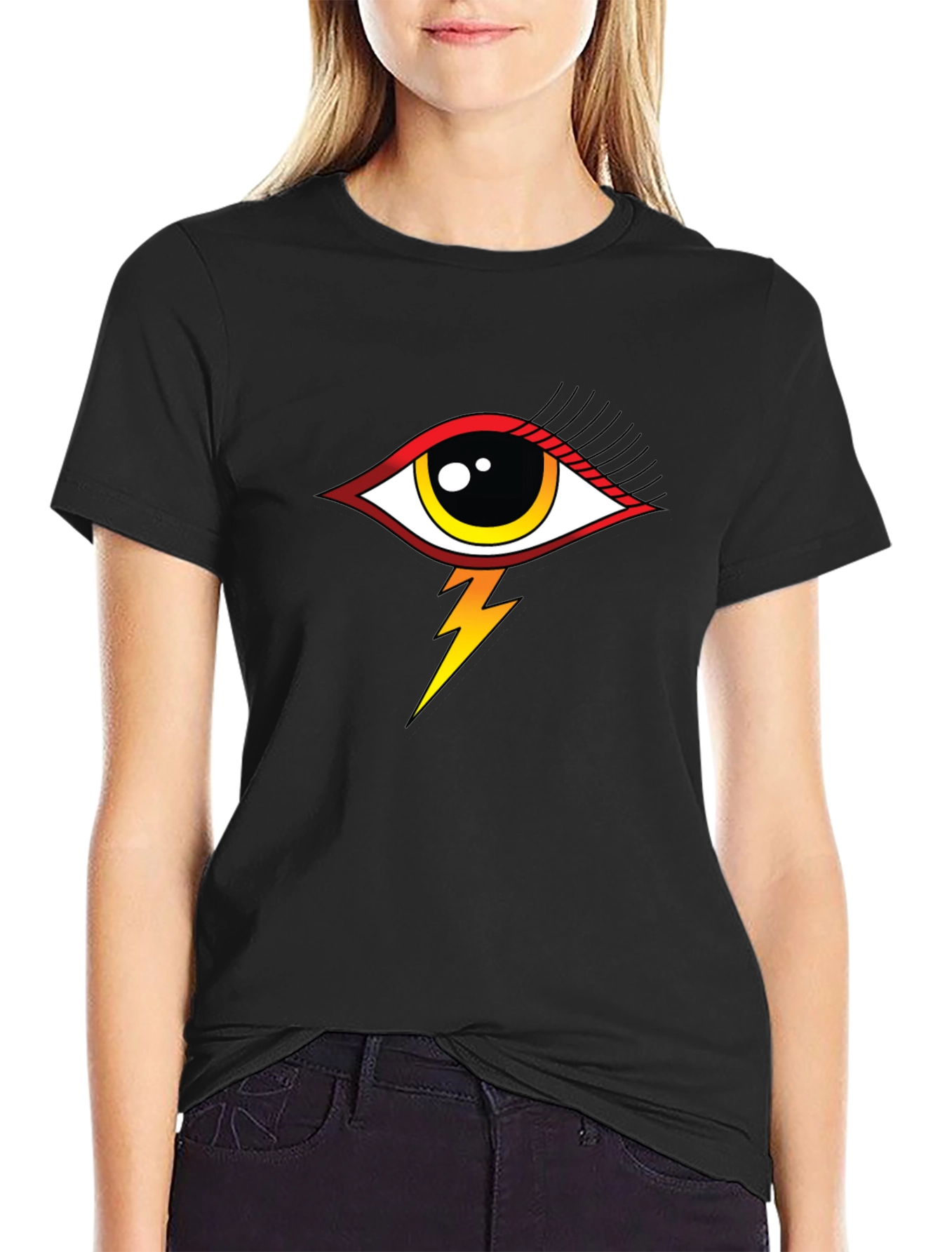 Black Eye Lightning Bolt Graphic T-Shirt - Black view 2