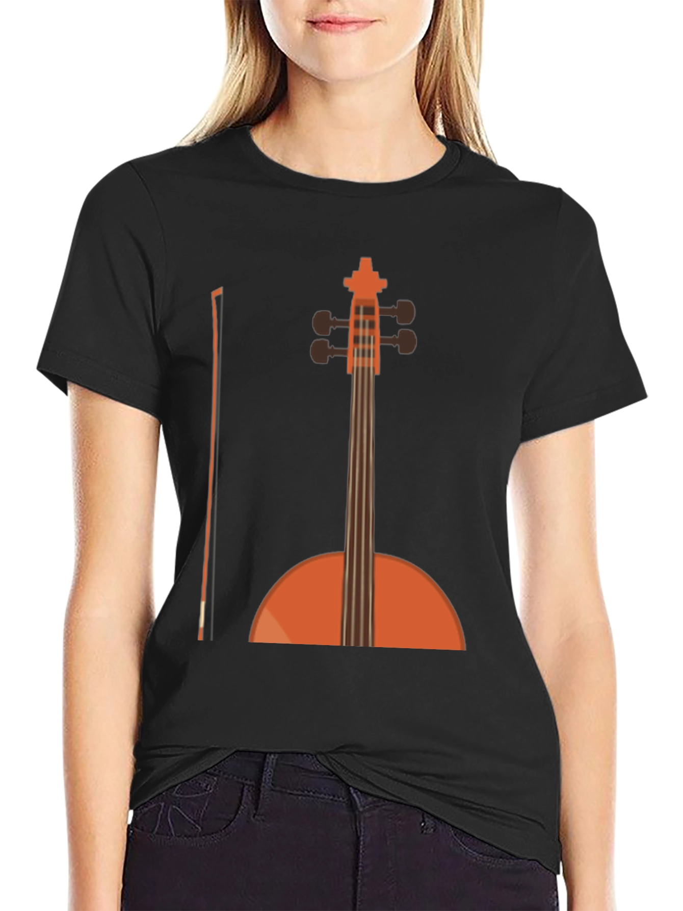 Black Cello Graphic T-Shirt - Black Musical Tee view 2