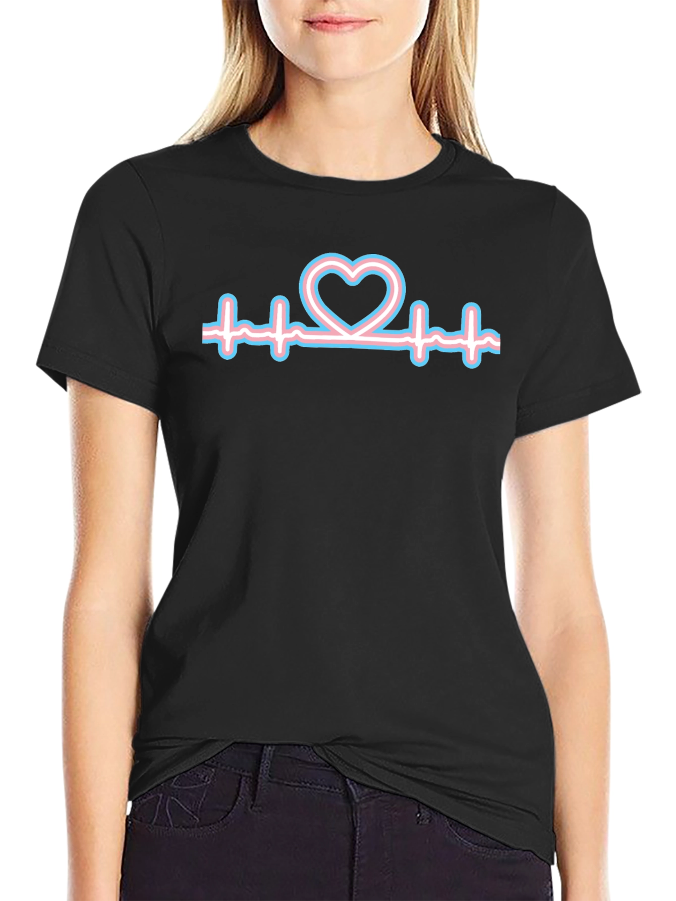 Black Transgender Heartbeat T-Shirt view 2