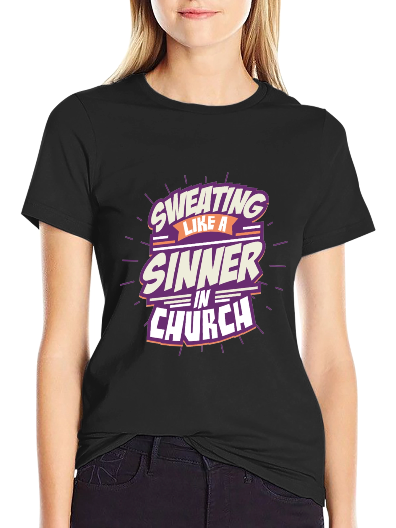 Black Sweating Like a Sinner T-Shirt view 2