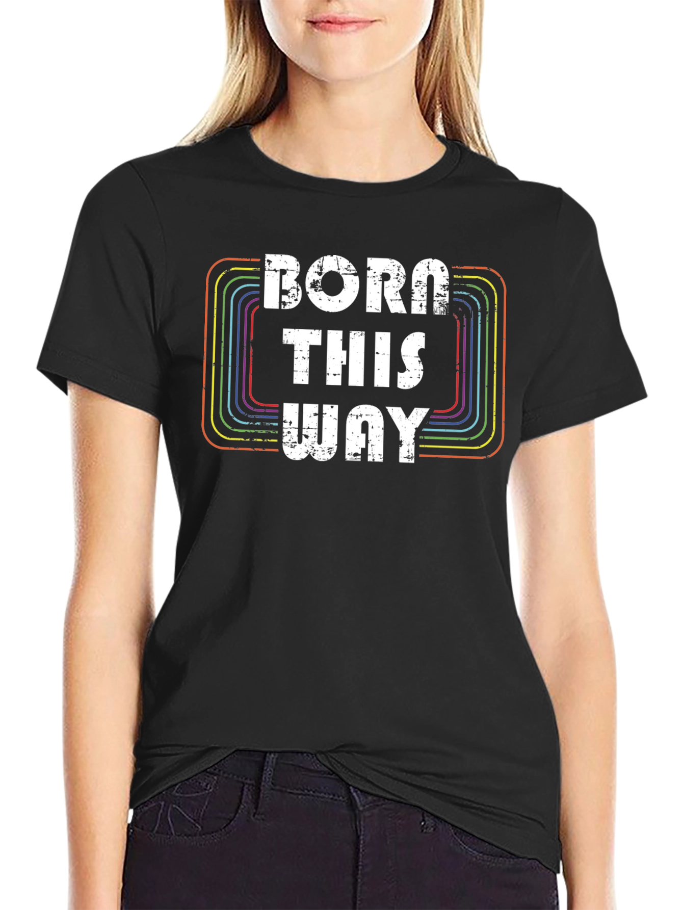 Black Born This Way Graphic T-Shirt view 2