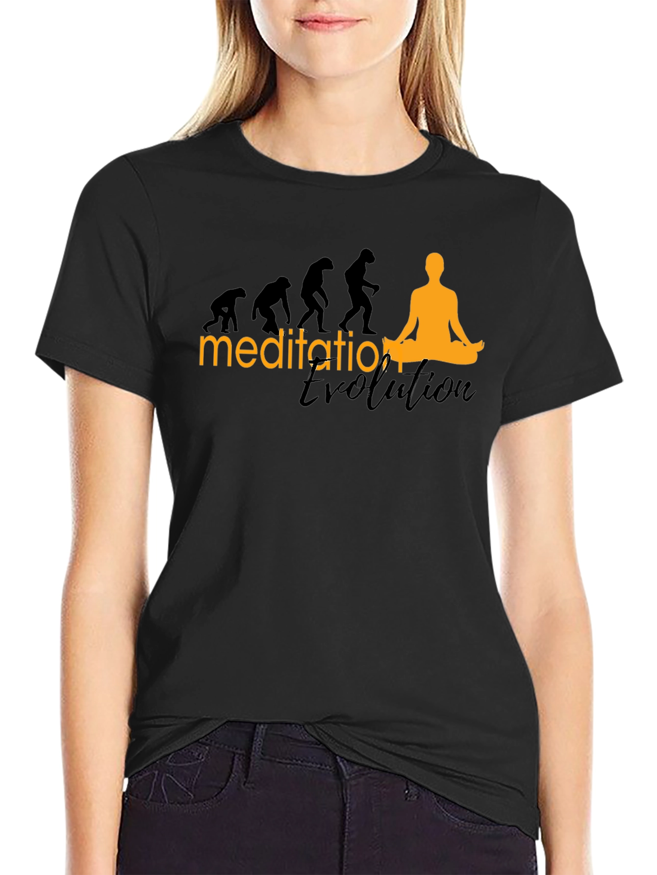 Black Meditation Evolution Black T-Shirt, Relaxed Fit view 2
