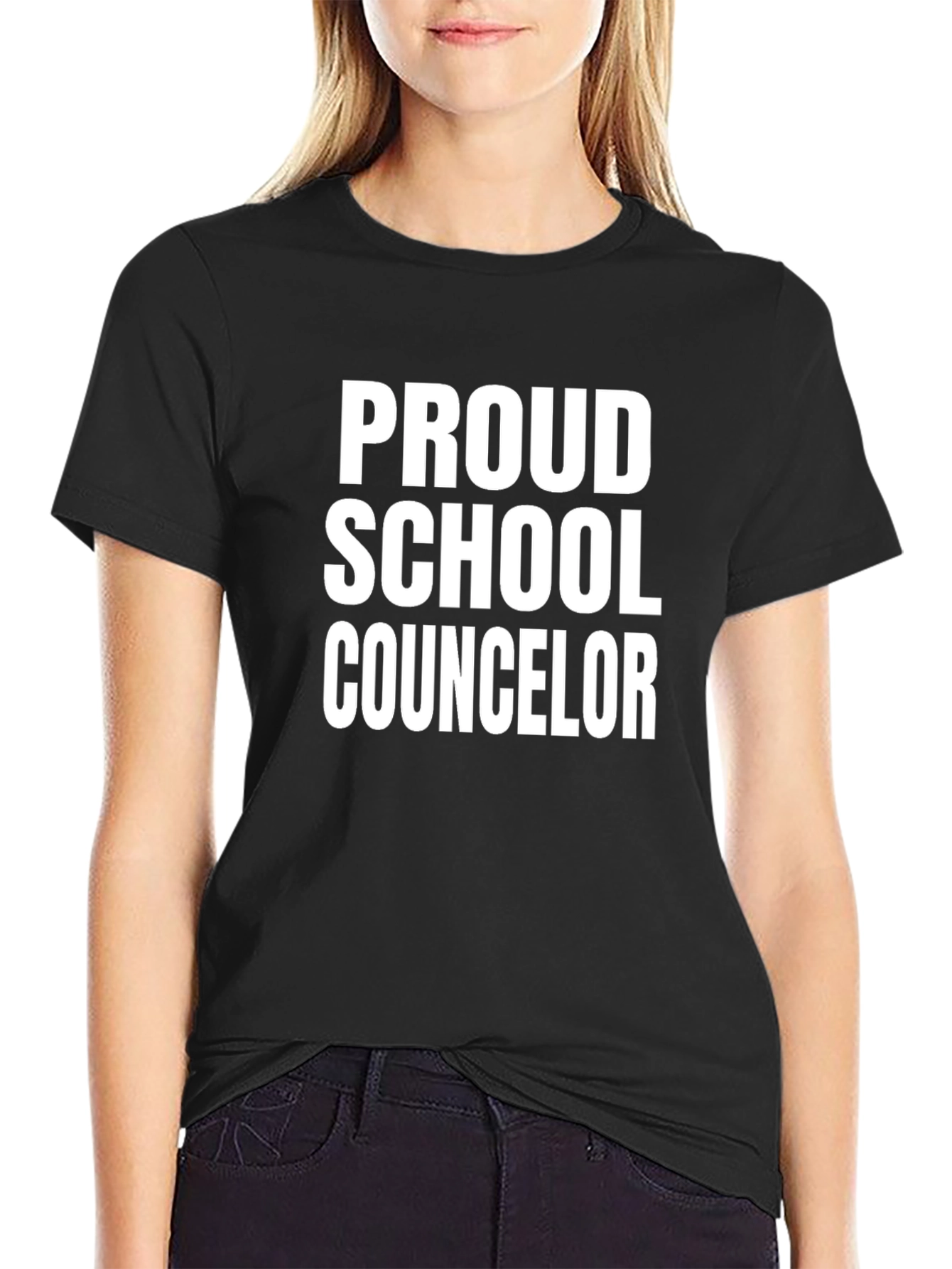Black Proud School Counselor T-Shirt view 2