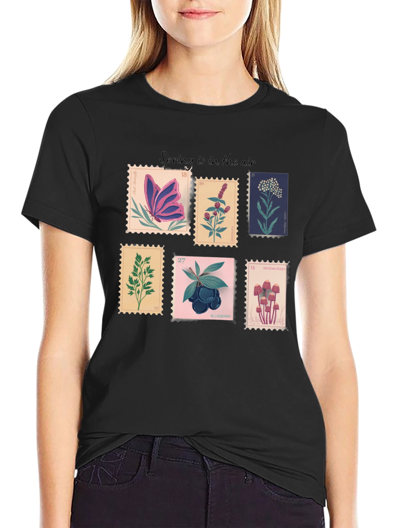 Black Botanical Stamp T-Shirt: Spring Collection view 2