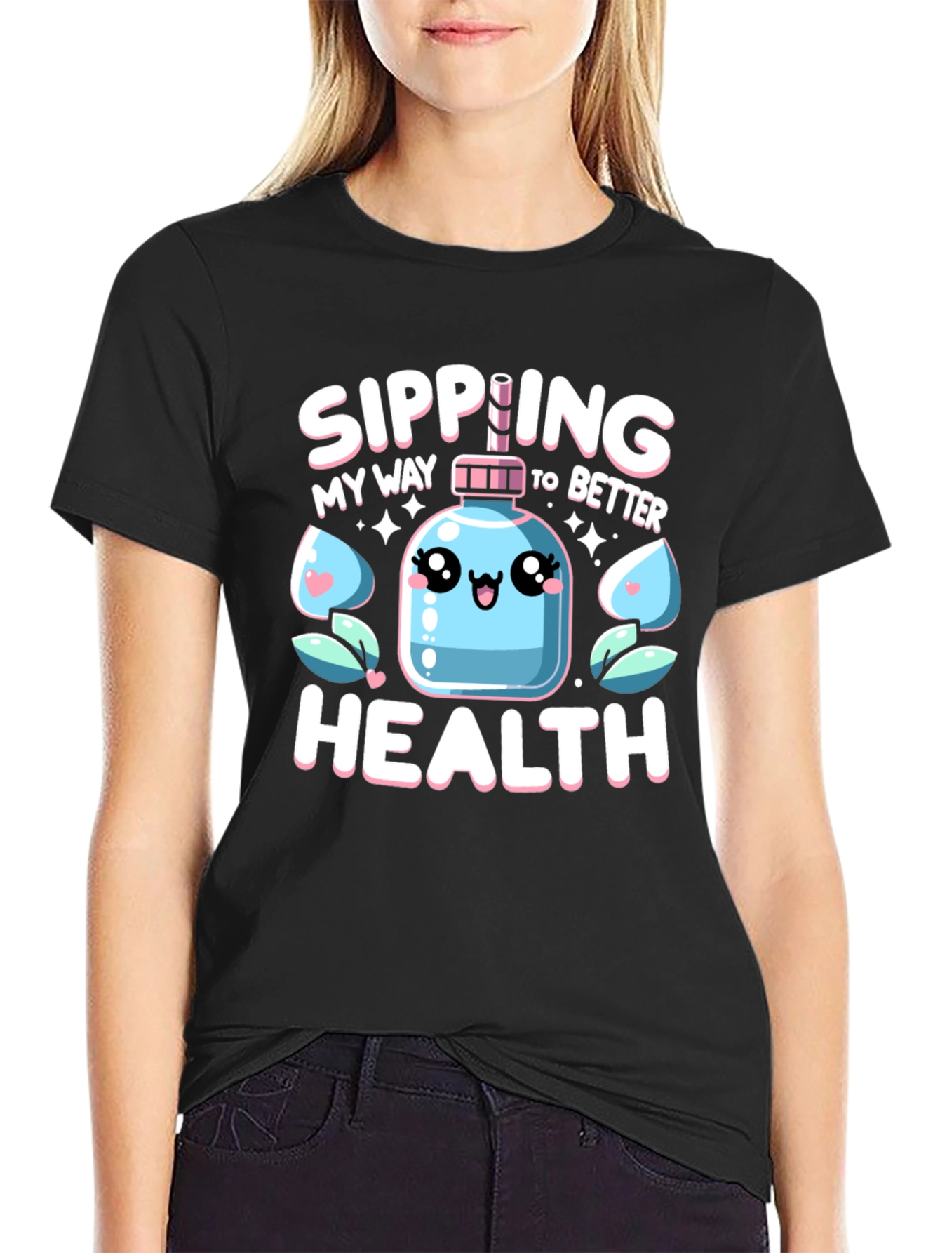 Sipping My Way To Better Health Black T-Shirt - 2