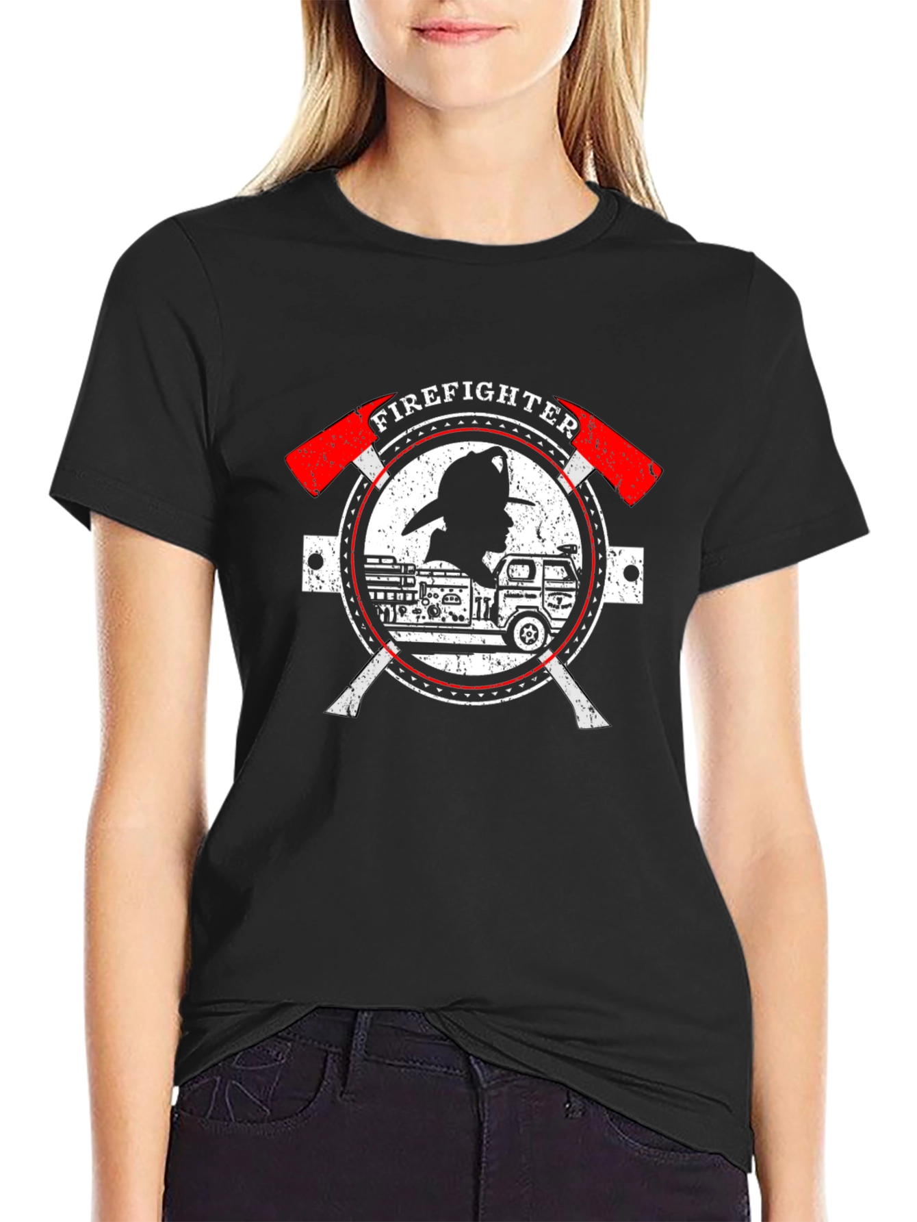 Black Firefighter Tee - Black Graphic T-Shirt view 2