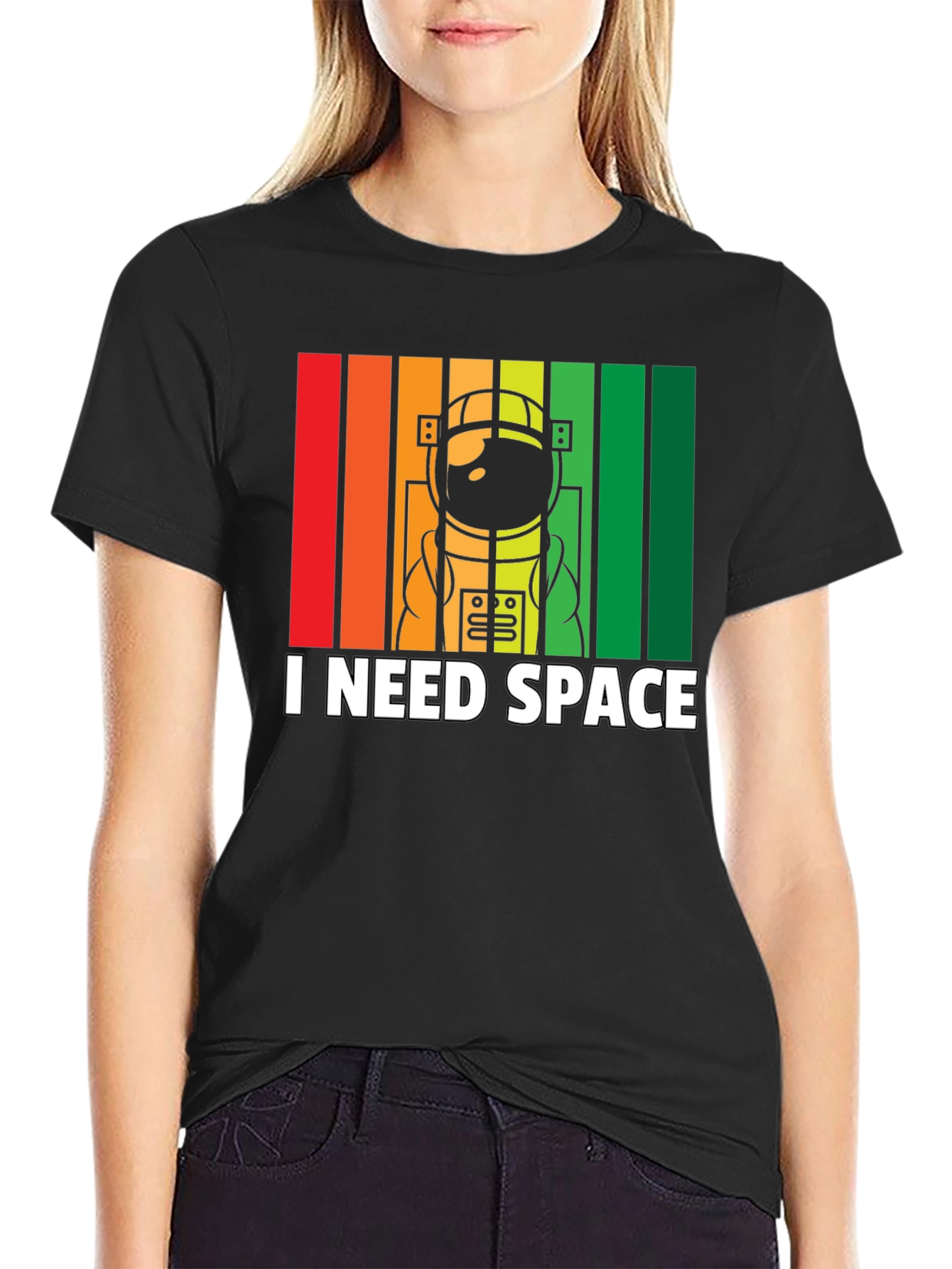 Black I Need Space Astronaut Graphic T-Shirt view 2
