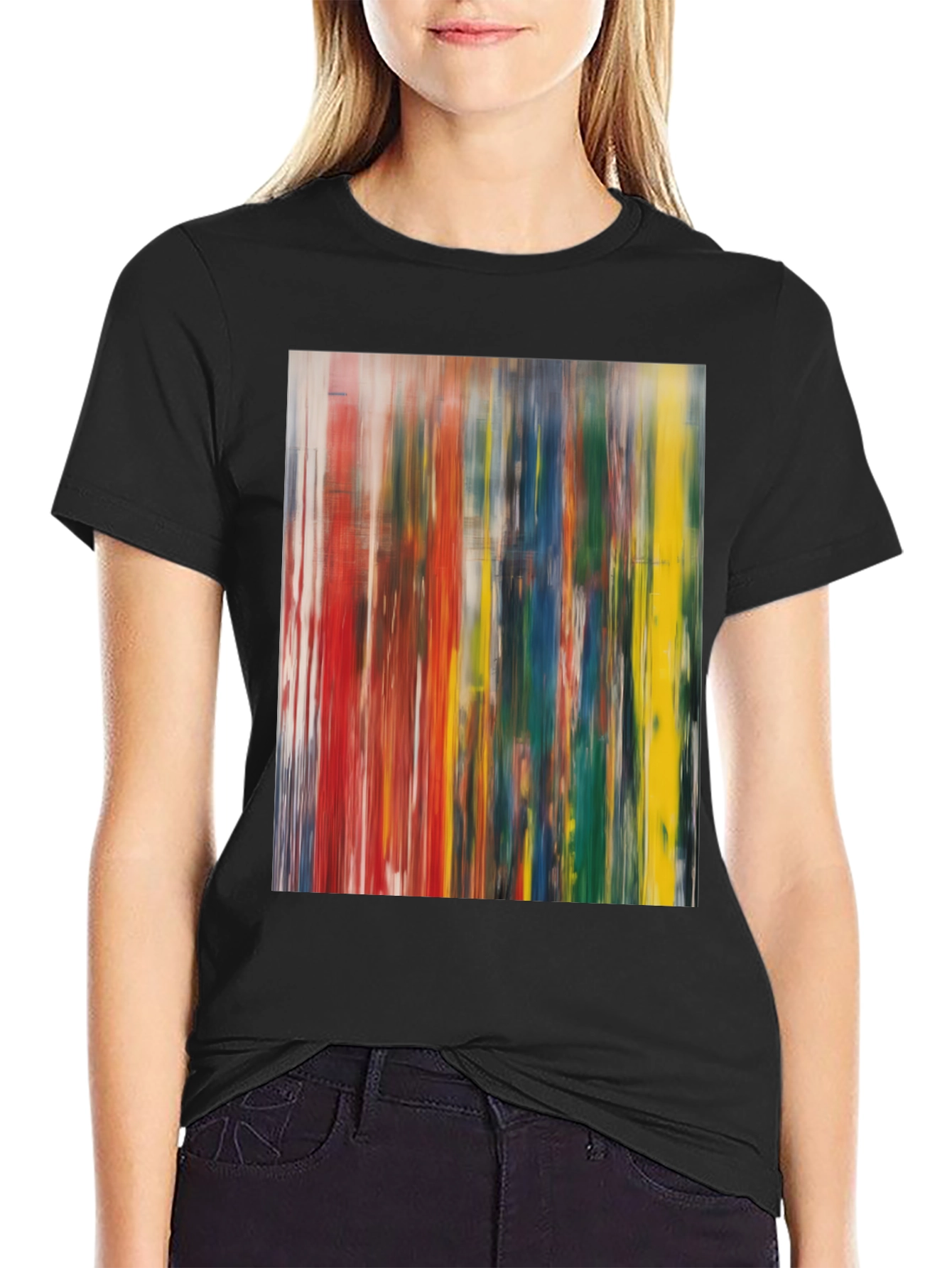 Black Abstract Art Print Black Cotton Tee view 2