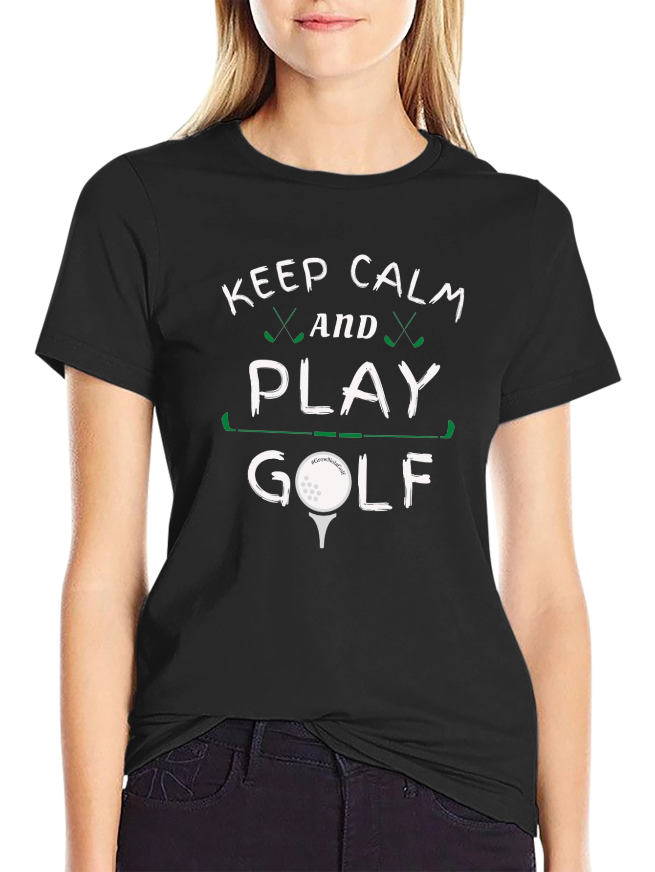 Black Keep Calm and Play Golf Black Tee view 2
