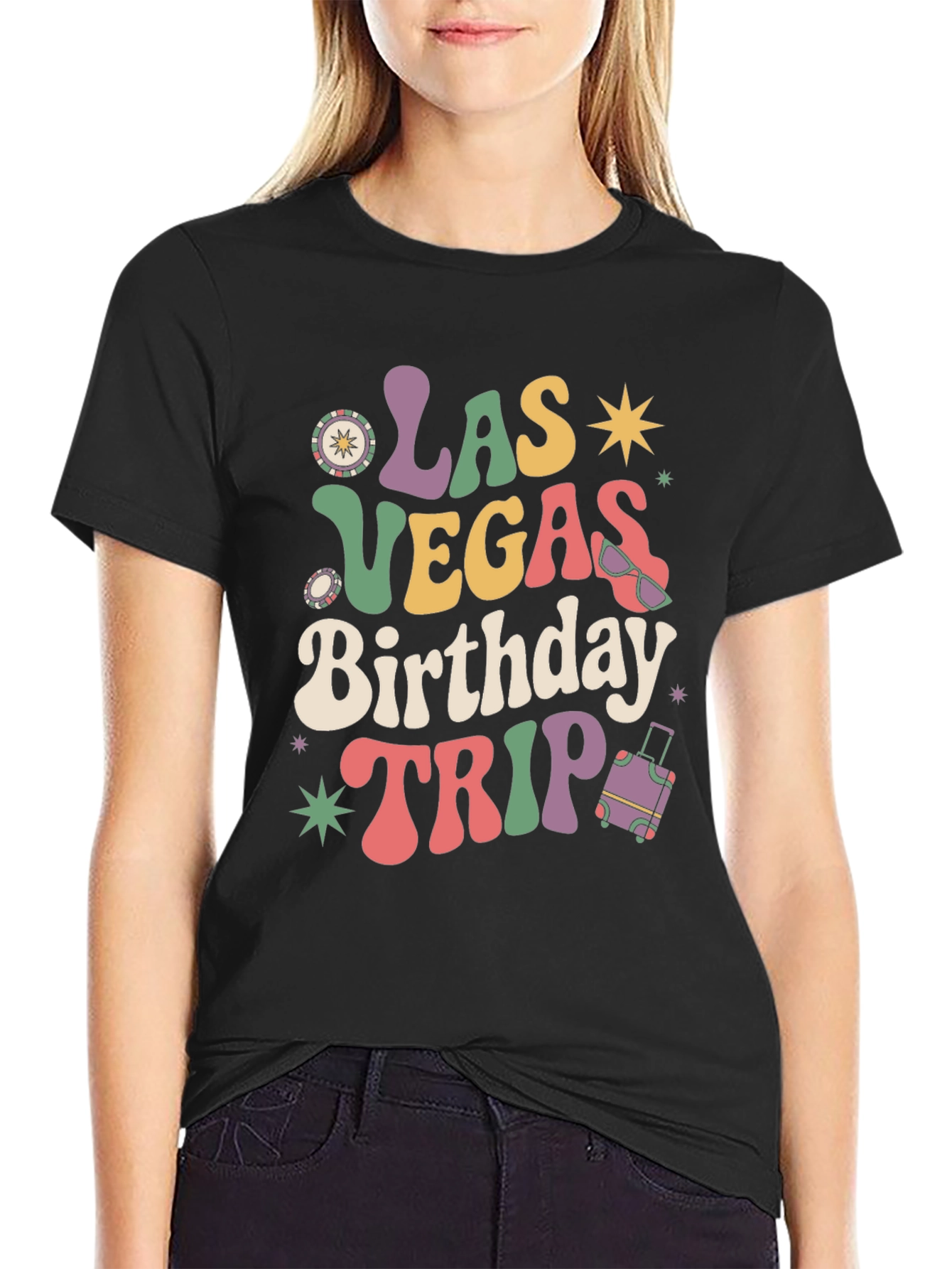 Black Las Vegas Birthday Trip Graphic Tee view 2