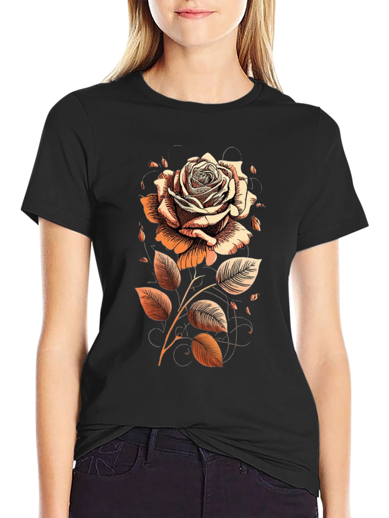 Rose Graphic Tee - Artistic Floral Design - 2